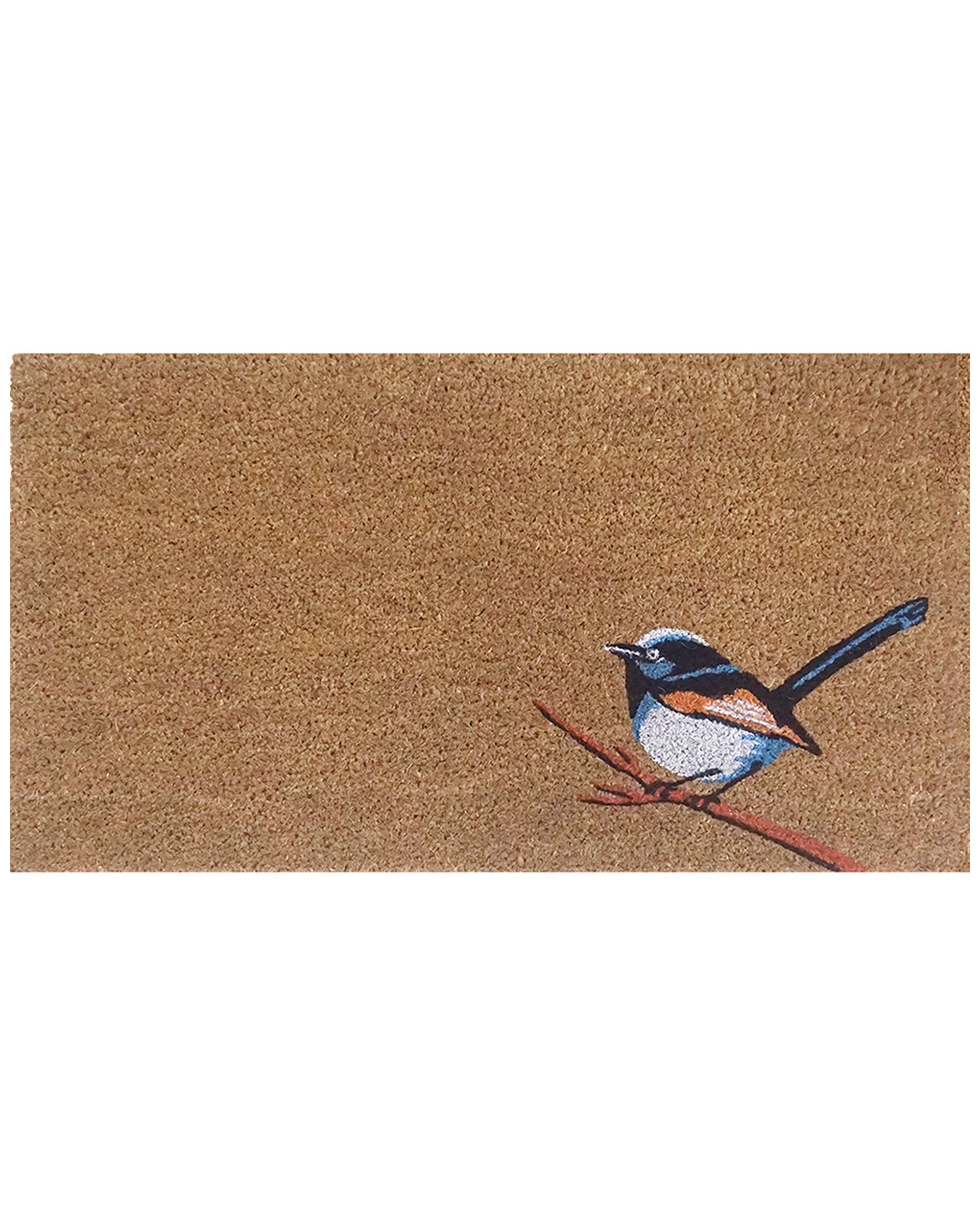 3 Solemate PVC Backed Coir Blue Wren 45x75cm Slim Outdoor Stylish Doormat - Blue, 3 of 3