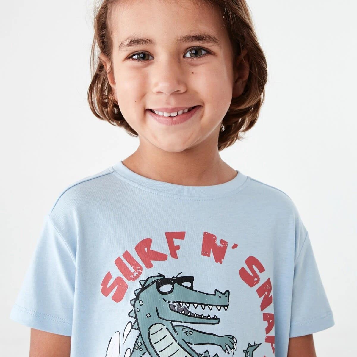 3 Chest Print T-shirt Blu Surf, 3 of 8
