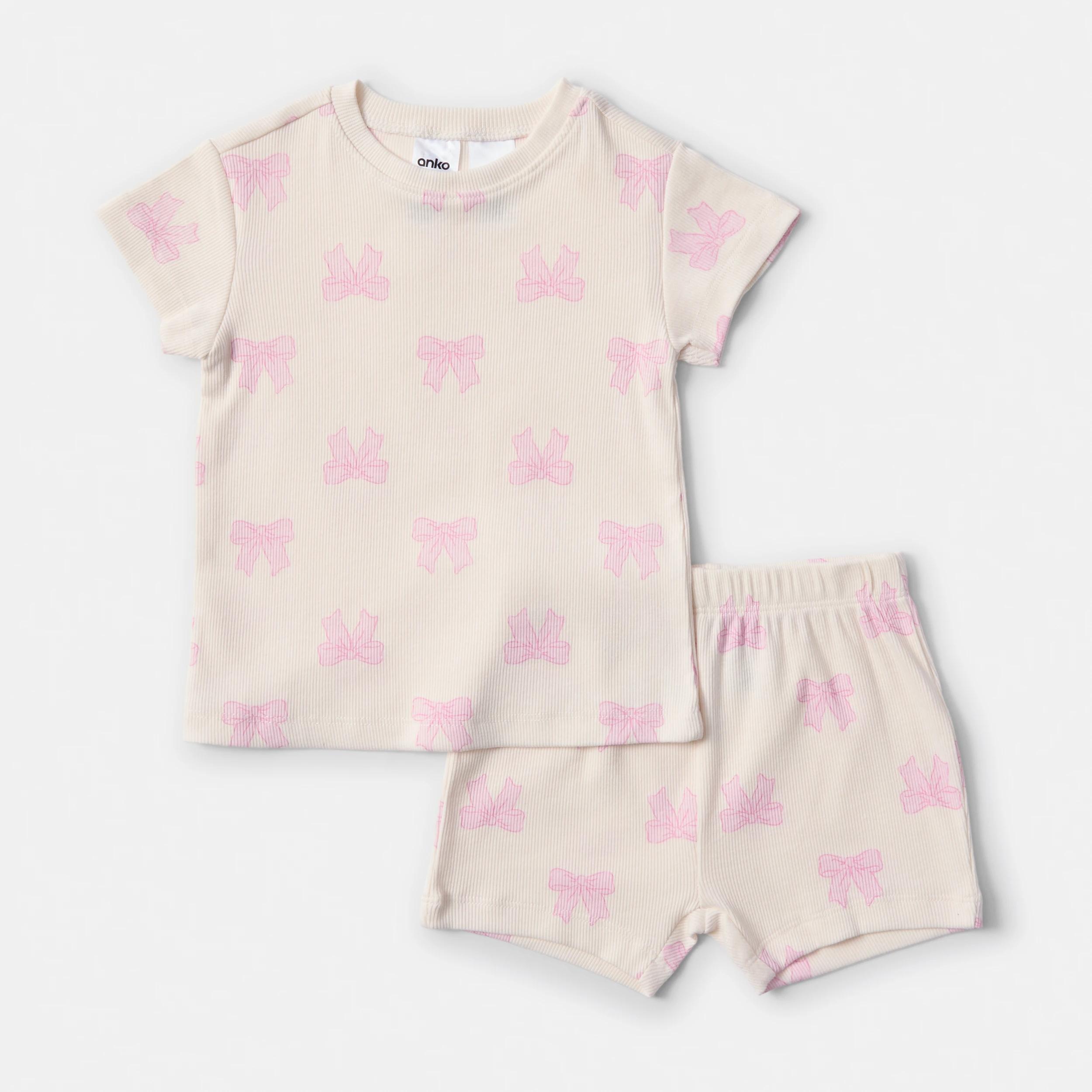 1 Short Sleeve Pyjama Set EGRET BOWS, 1 of 4