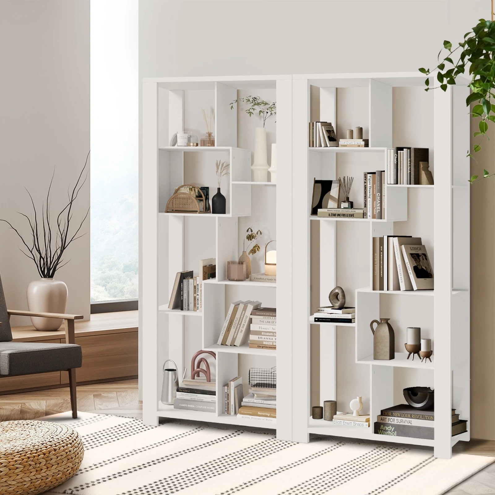 3 Oikiture Bookshelf Display Shelf Storage Cabinet Stand Organiser Bookcase
 - White, 3 of 9
