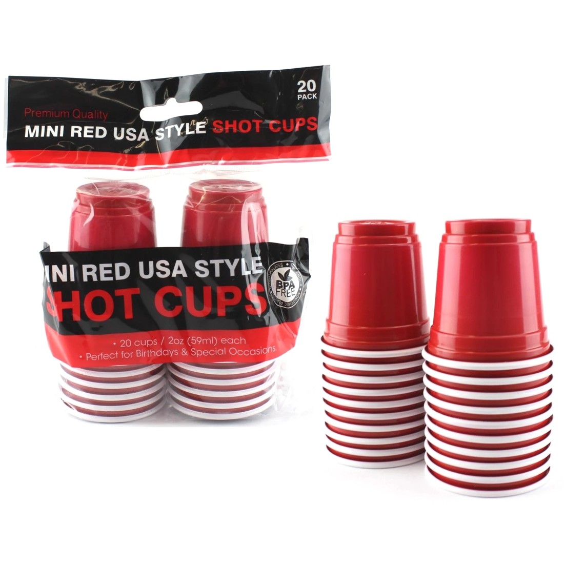 1 Durmaz Red Plastic Shot Cups (Pack of 20), 1 of 1