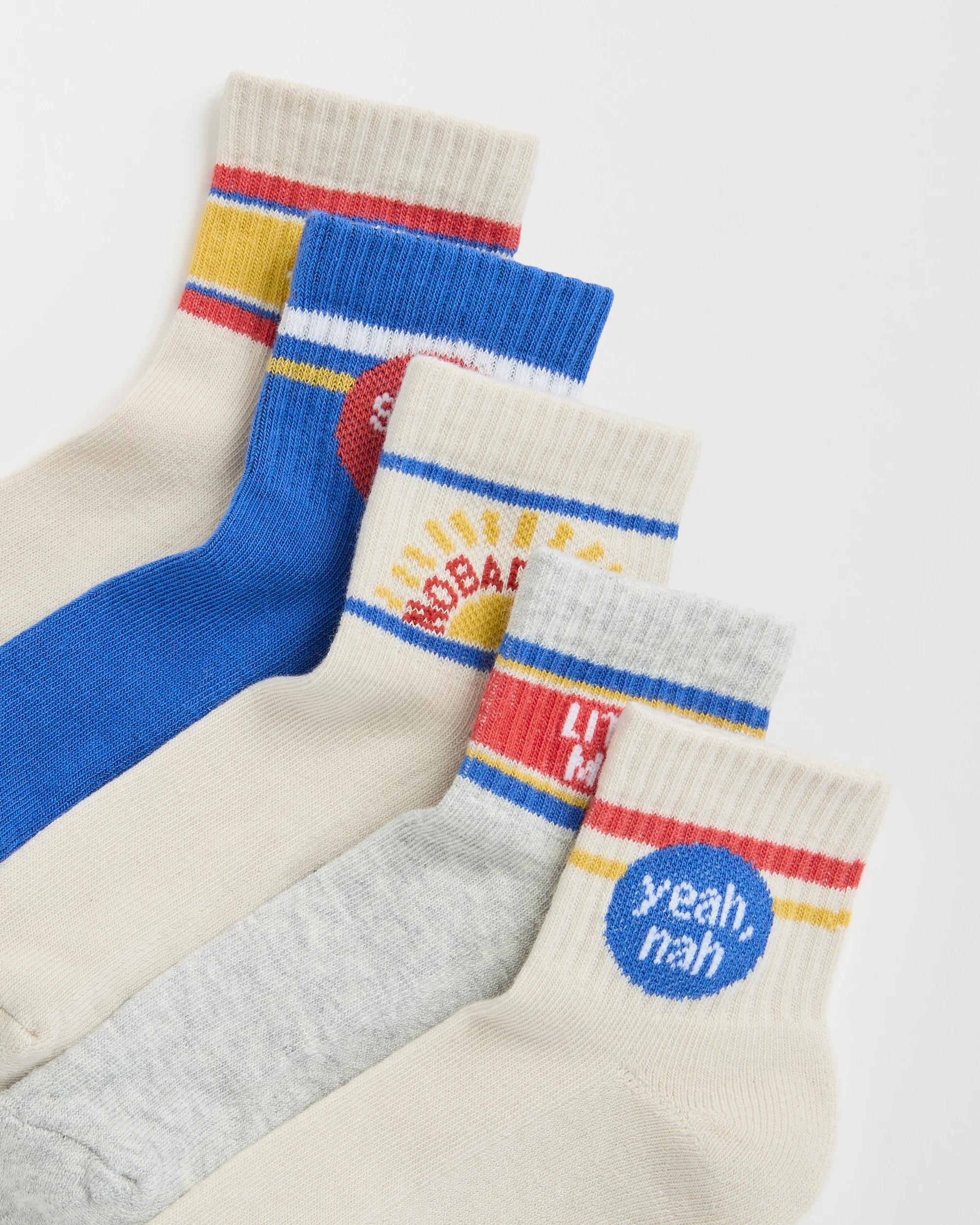 2 Maxx 5 Pack Boys Rib Quarter Crew Socks YEAH NAH, 2 of 3