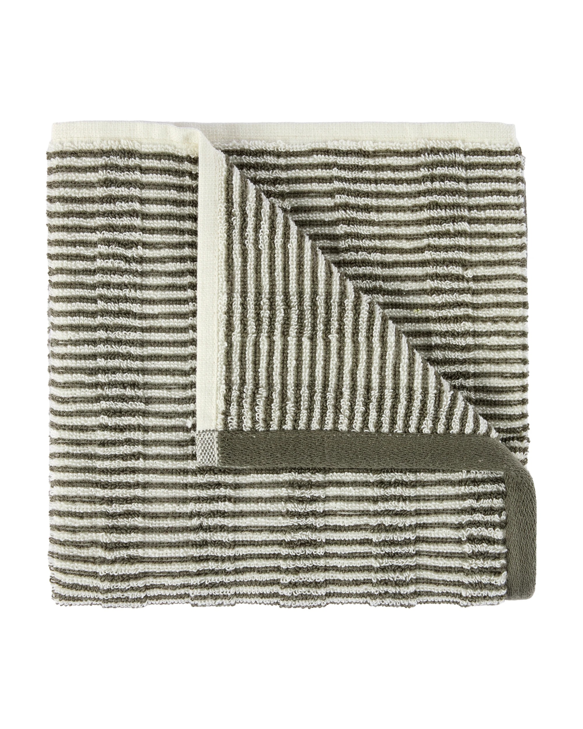 1 Micro Stripe Cotton Hand Towel - Green, 1 of 5