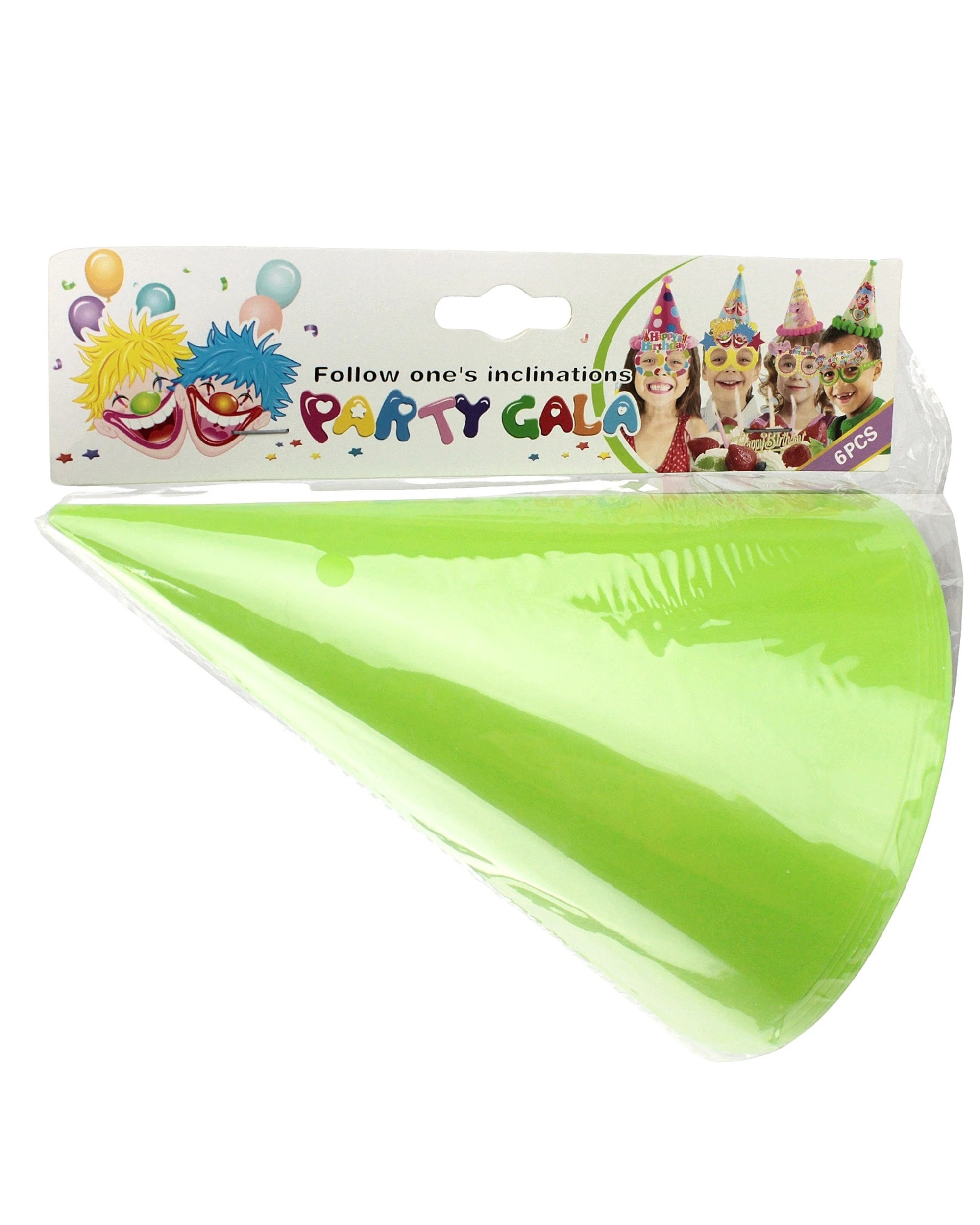 2 Partyrama Lime Coloured Party Hats Pack of 6 - Green, 2 of 3