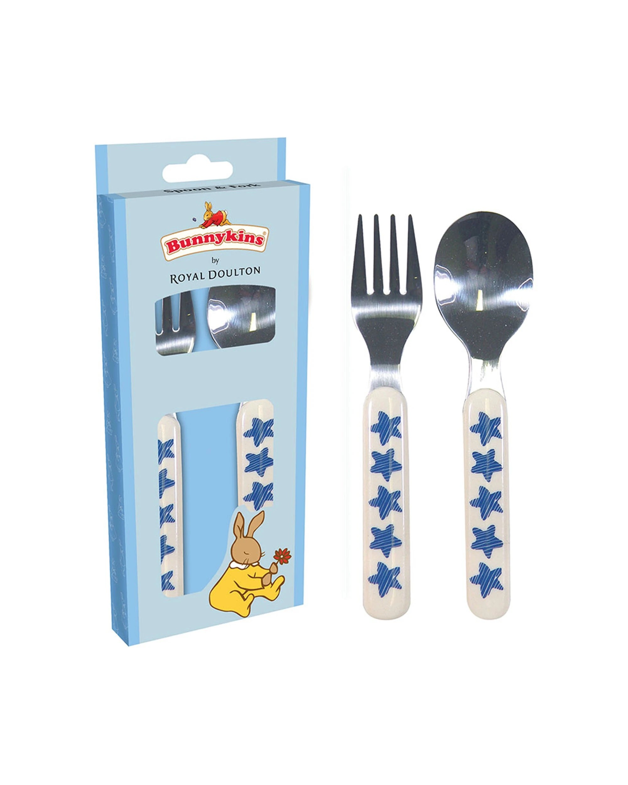 1 Bunnykins Shining Stars Spoon & Fork Set For Toddlers - Blue, 1 of 1
