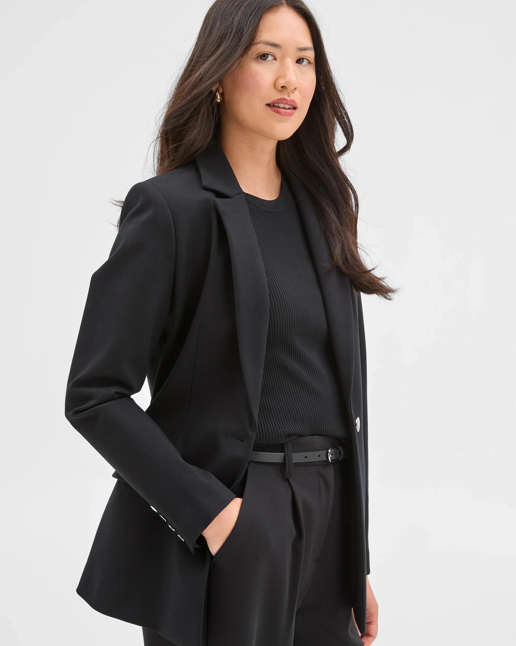 4 Preview Ponte Single Breasted Blazer BLACK, 4 of 6