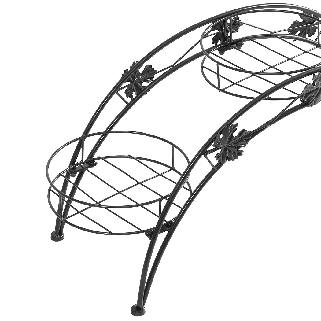 6 Levede 2 Pcs Arch Shape Metal Plant Stand with 3 Plant Pot Space - Black, 6 of 8