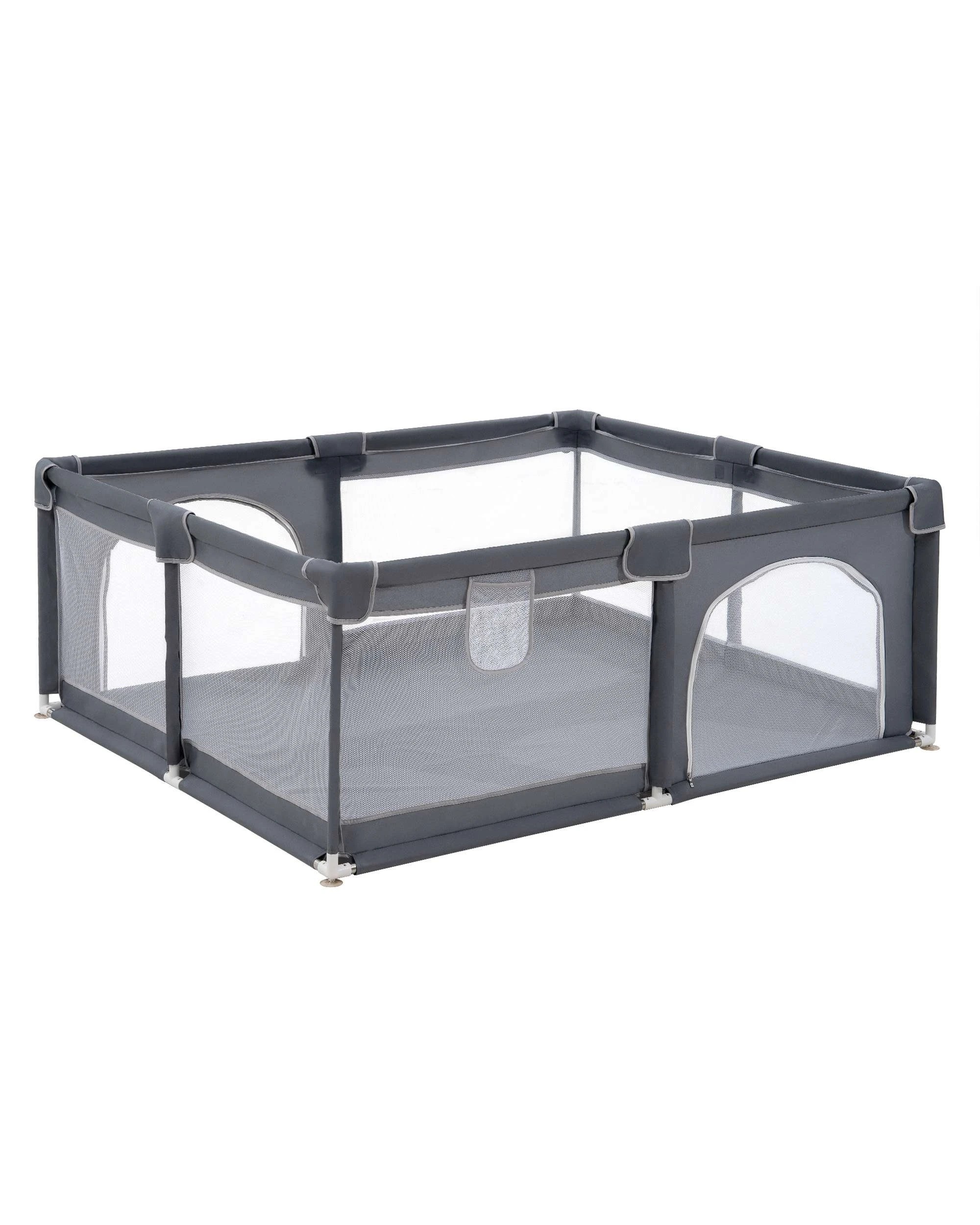 4 Playpals Baby Playpen Kids Safety Gate Mesh Toddler Fence 2 Doors 180x200cm - Grey, 4 of 10