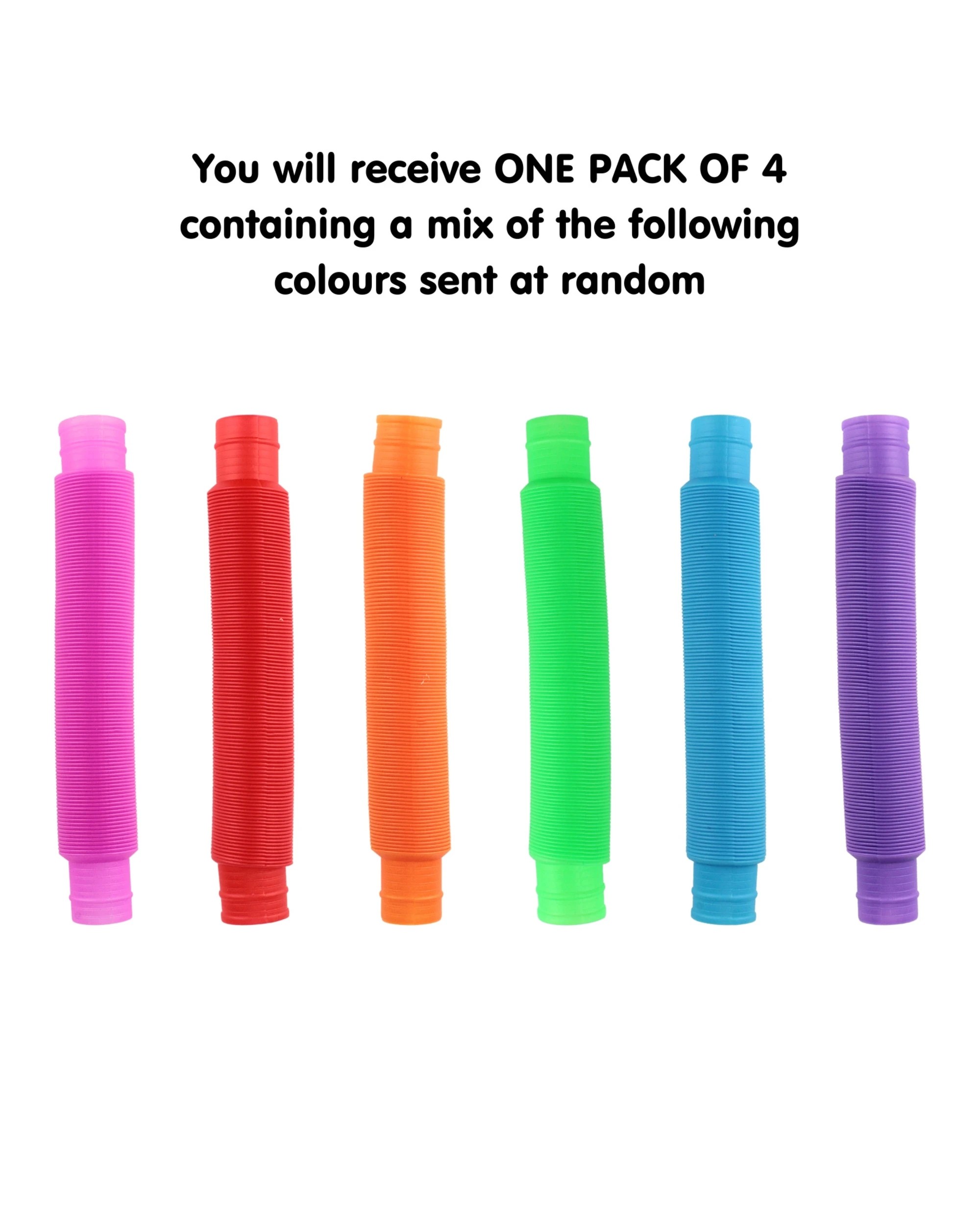 2 Partyrama 4 Pack Fidget Sensory Pop Tubes Assorted Colours, 2 of 4