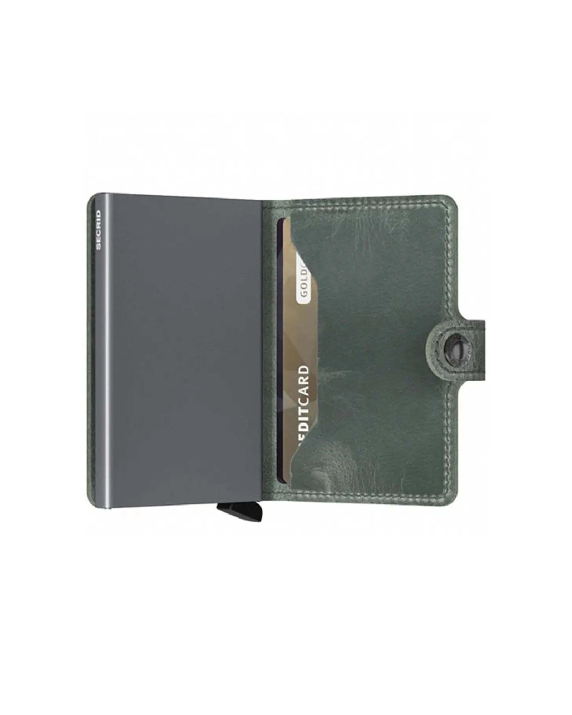 3 Secrid Miniwallet Compact RFID Wallet Clip Closure Aluminium Leather Secure Vintage Sage - Green, 3 of 5