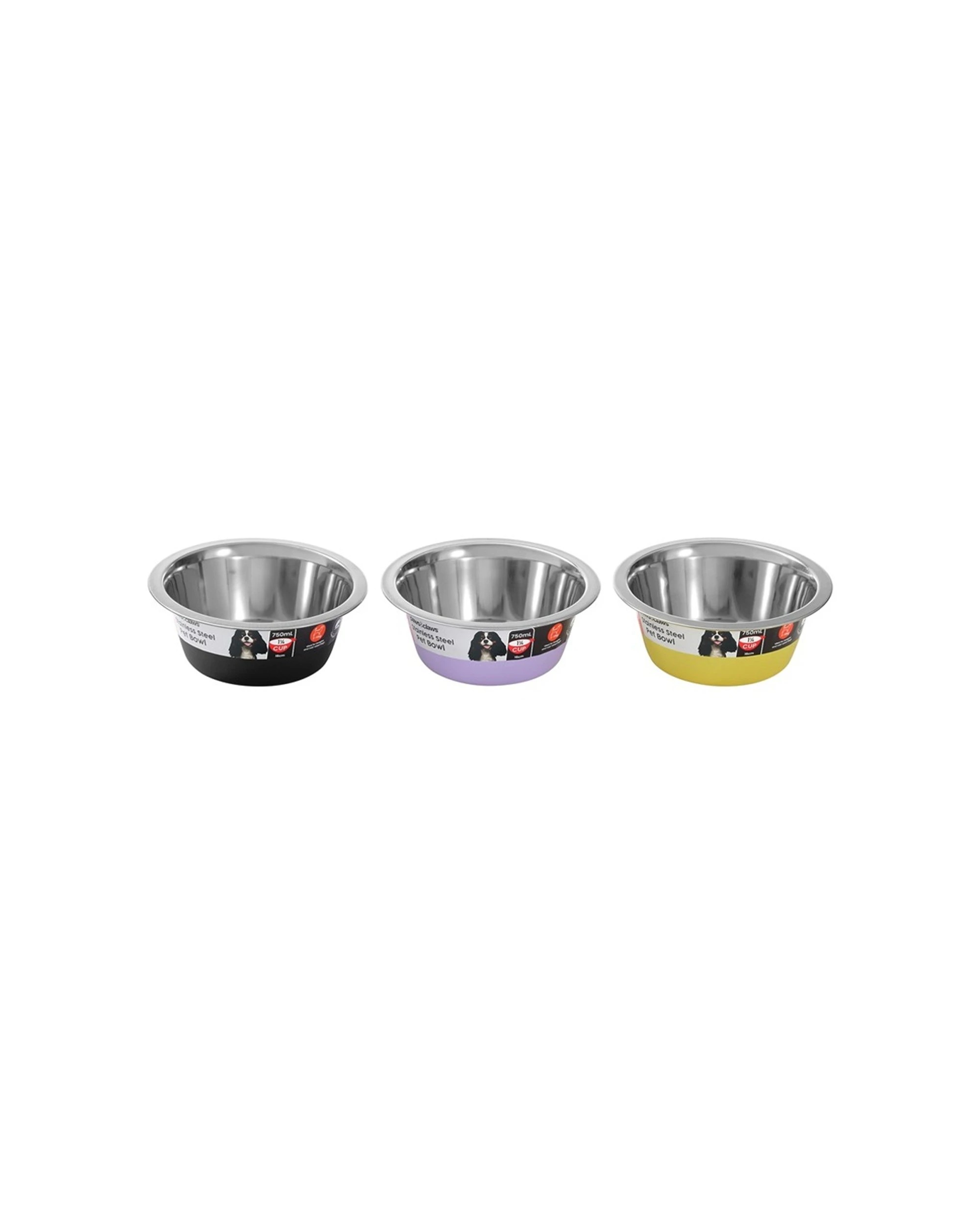 3 Paws And Claws 3pk Stainless Steel Cat Dog Food Drink Bowl 600ml Set - Multi, 3 of 9