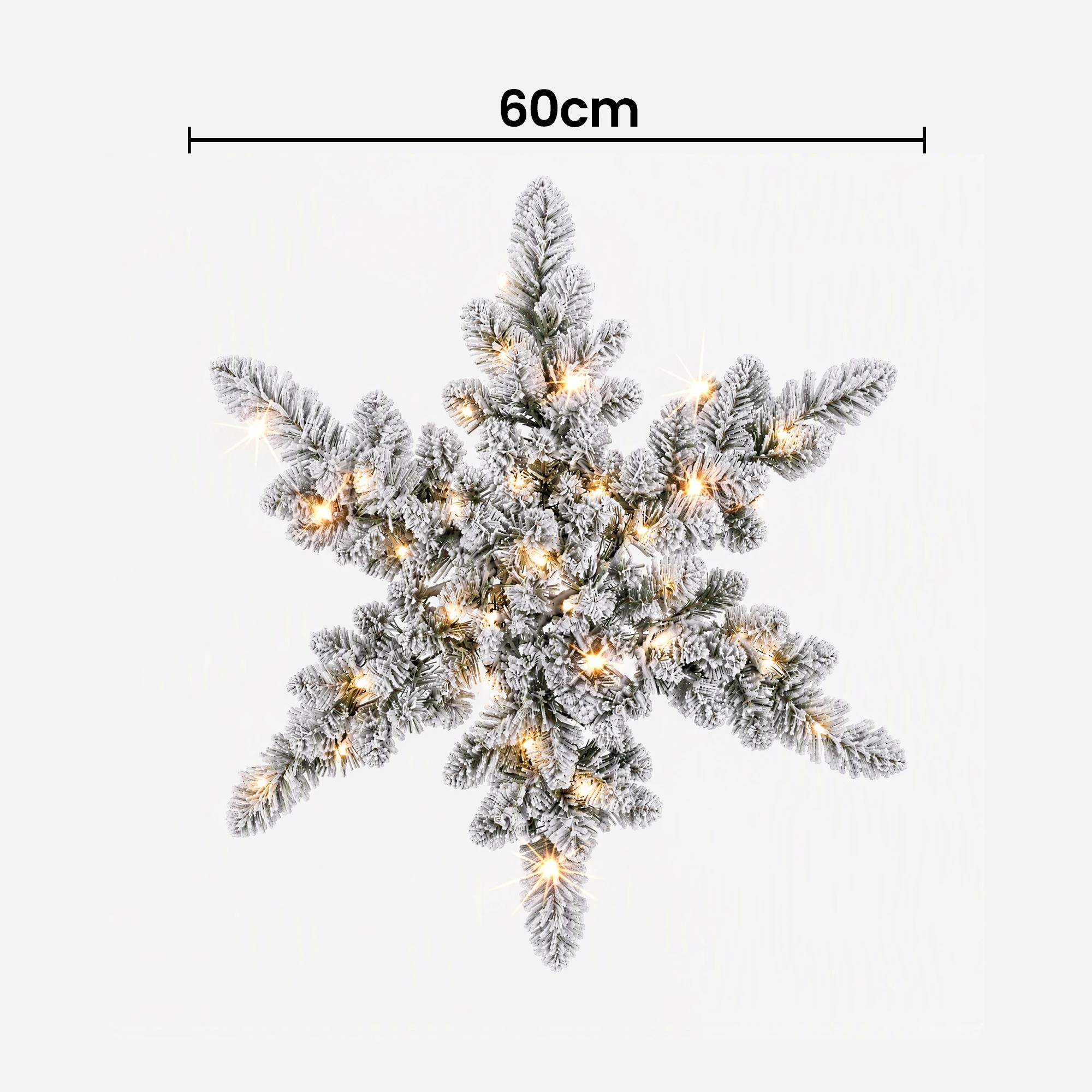 2 Jingle Jollys 60cm Flocked Snowflake Christmas Wreath Garland Pre-Lit 40 LED Light Decor - Green, 2 of 7