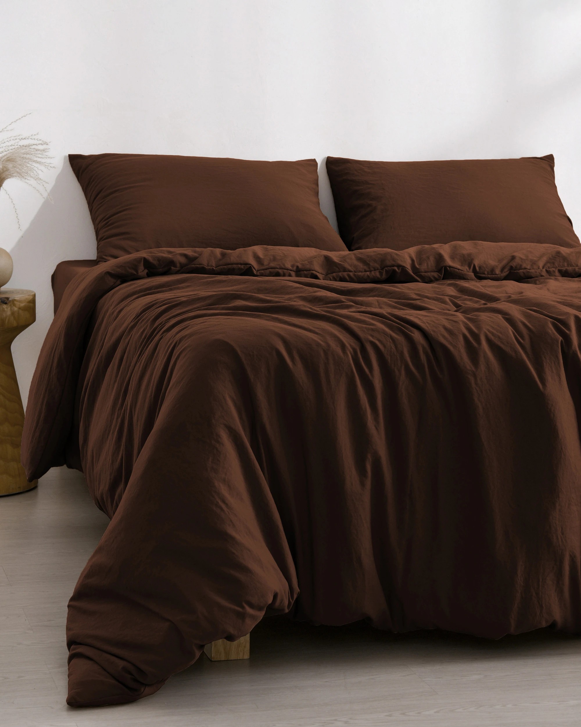 2 Dreamaker Superfine Washed Microfibre Quilt Cover Set - Super King Bed - Chocolate, 2 of 9