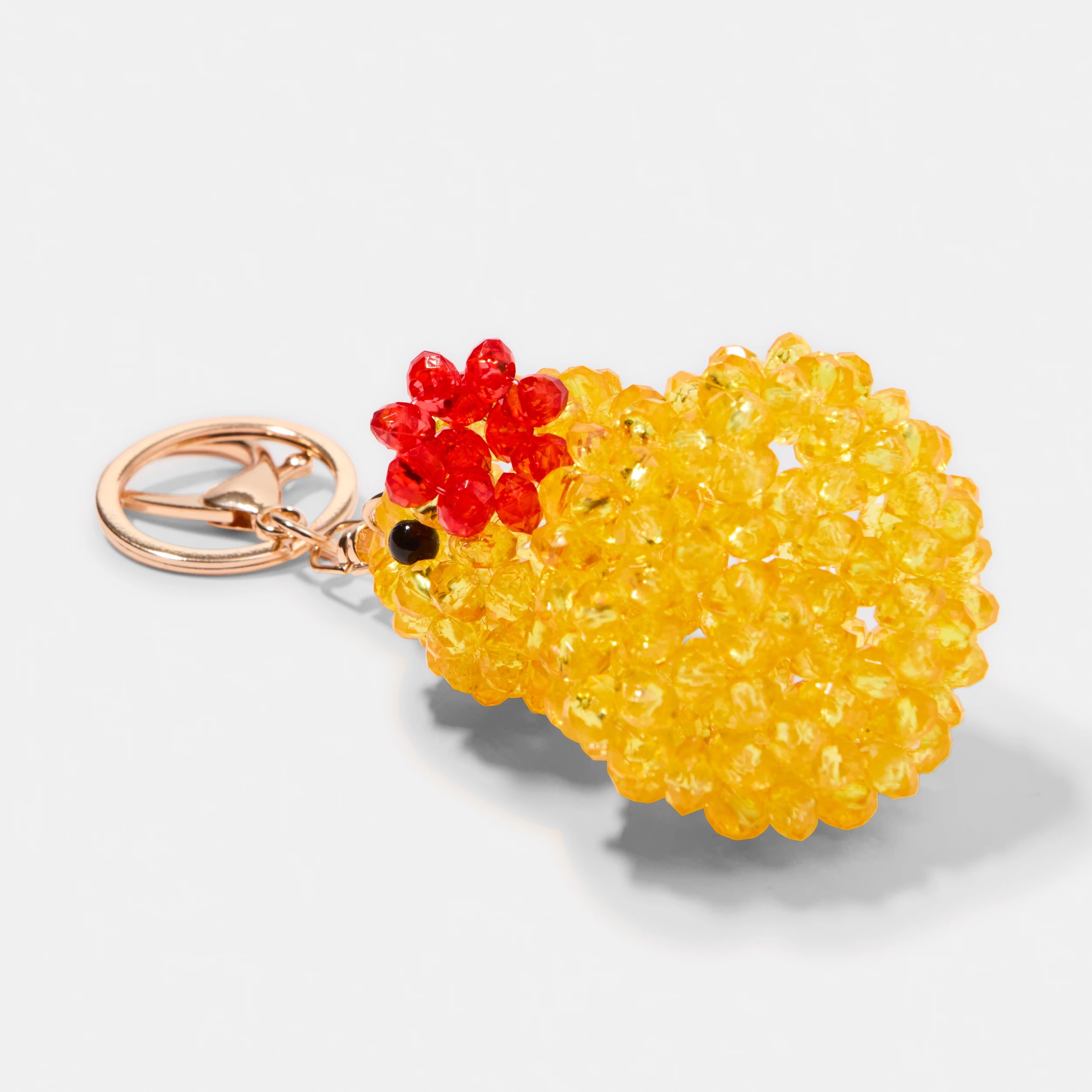 2 Beaded Duck Charm Keyring - Yellow, Red and Gold Tone, 2 of 3