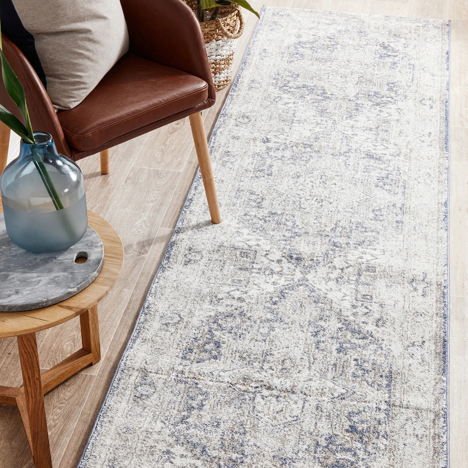 1 Common Ground Rugs Elite Hugo 400x80cm - Large Runner Power Loomed Pet Friendly Rug - Blue, 1 of 9