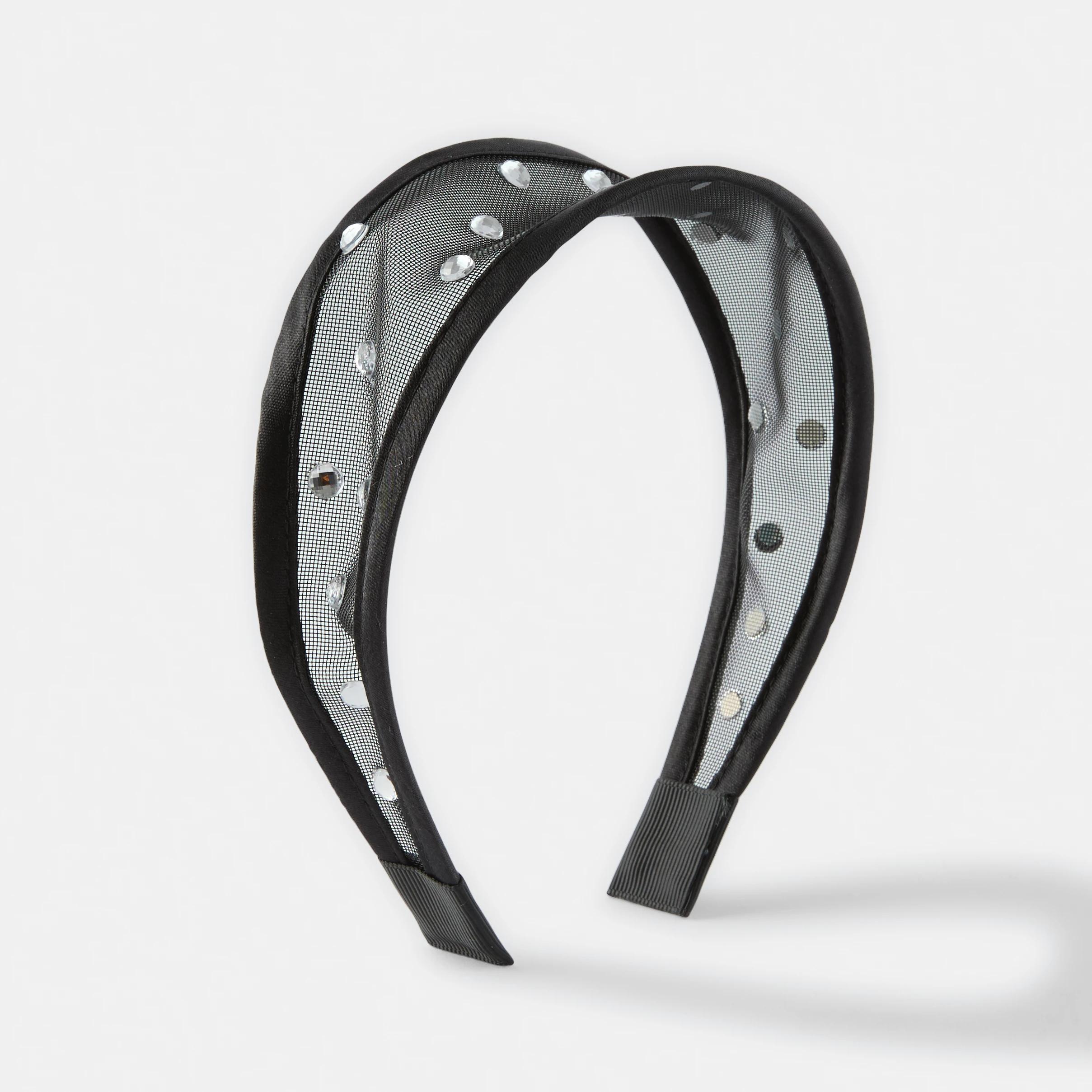 1 Mesh Diamante Headband - Black Black, 1 of 5