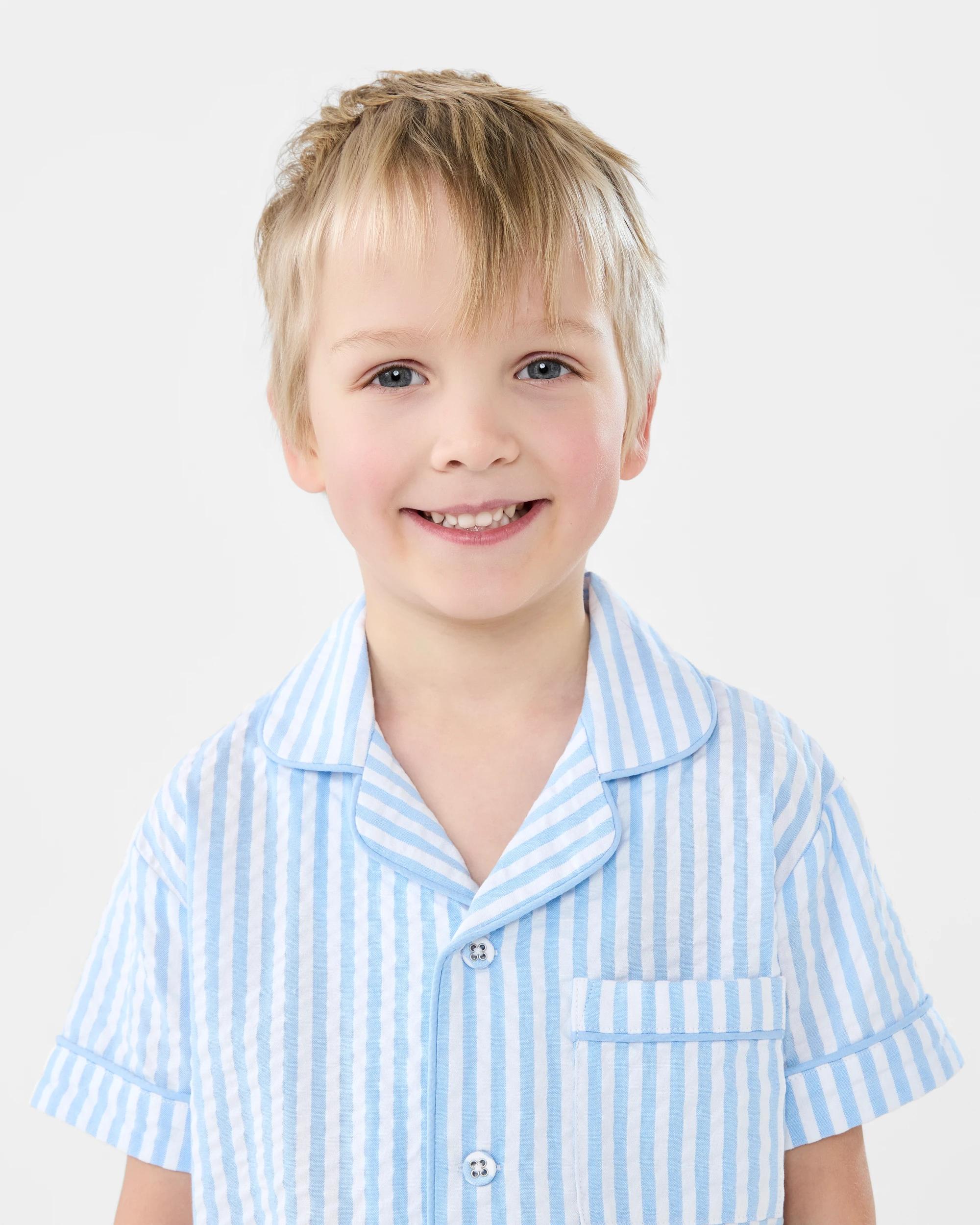 3 Textured Button Through Pyjama Set Stripe, 3 of 7