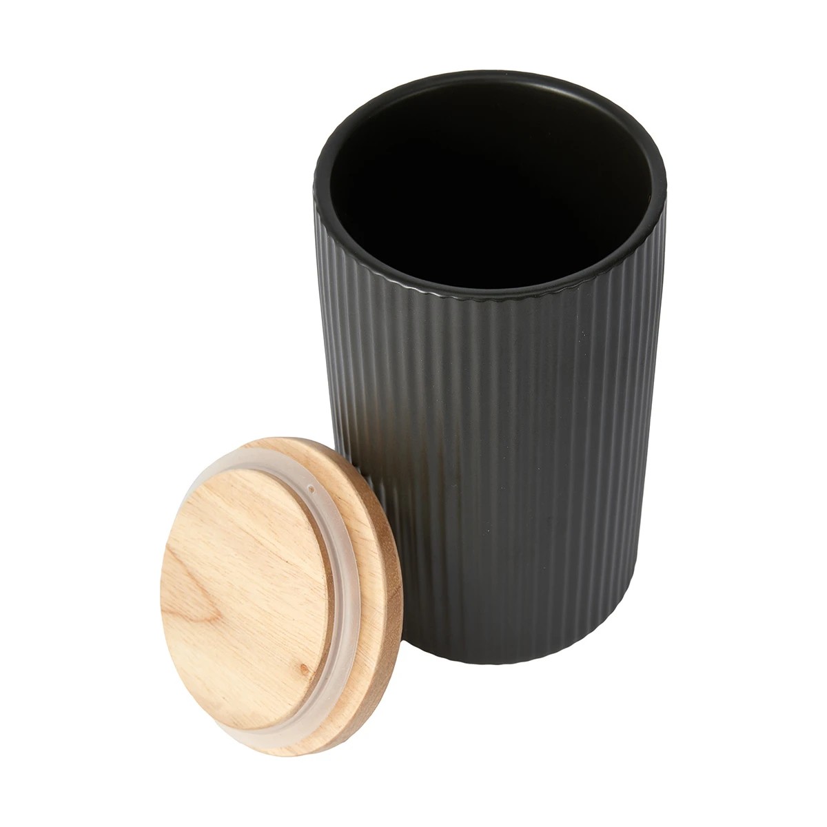 3 Large Black Ribbed Canister, 3 of 8