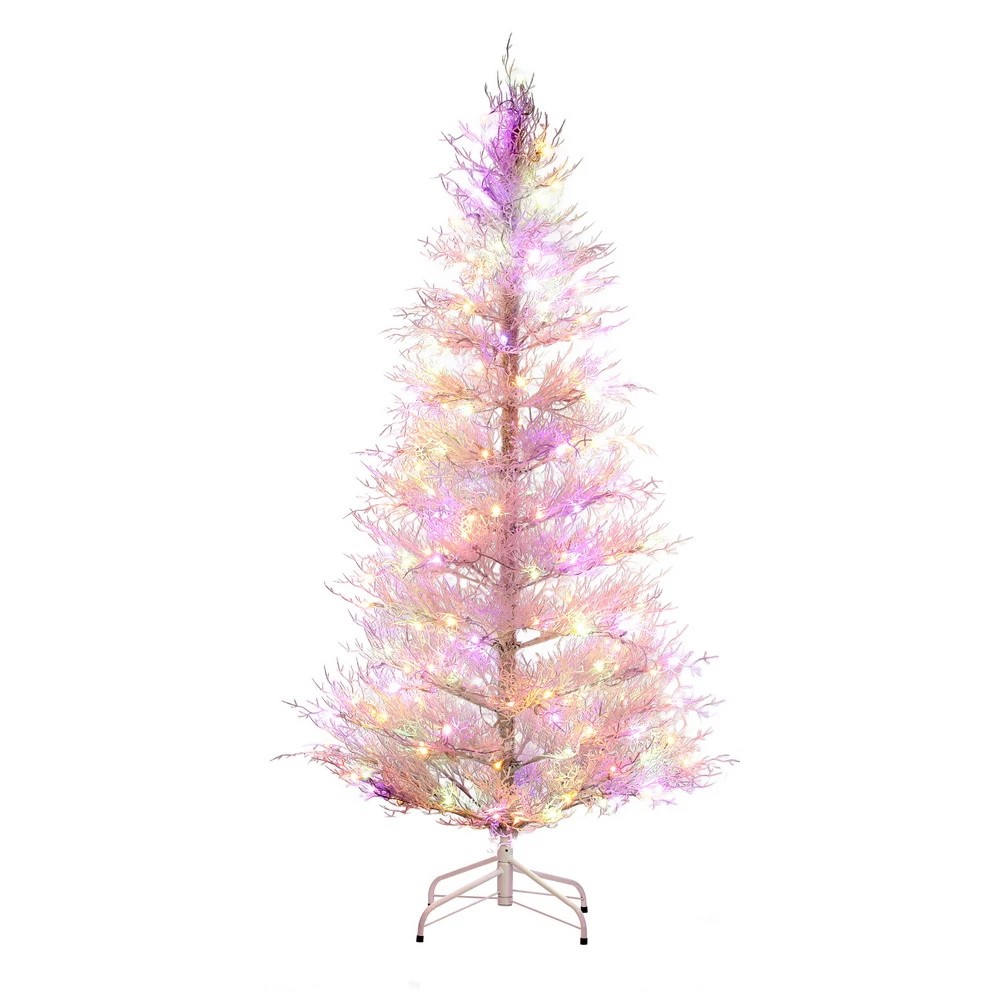 1 Jingle Jollys 1.8M LED Christmas Tree 8 Modes Adjustable Multi Color Light Snowy - White, 1 of 7