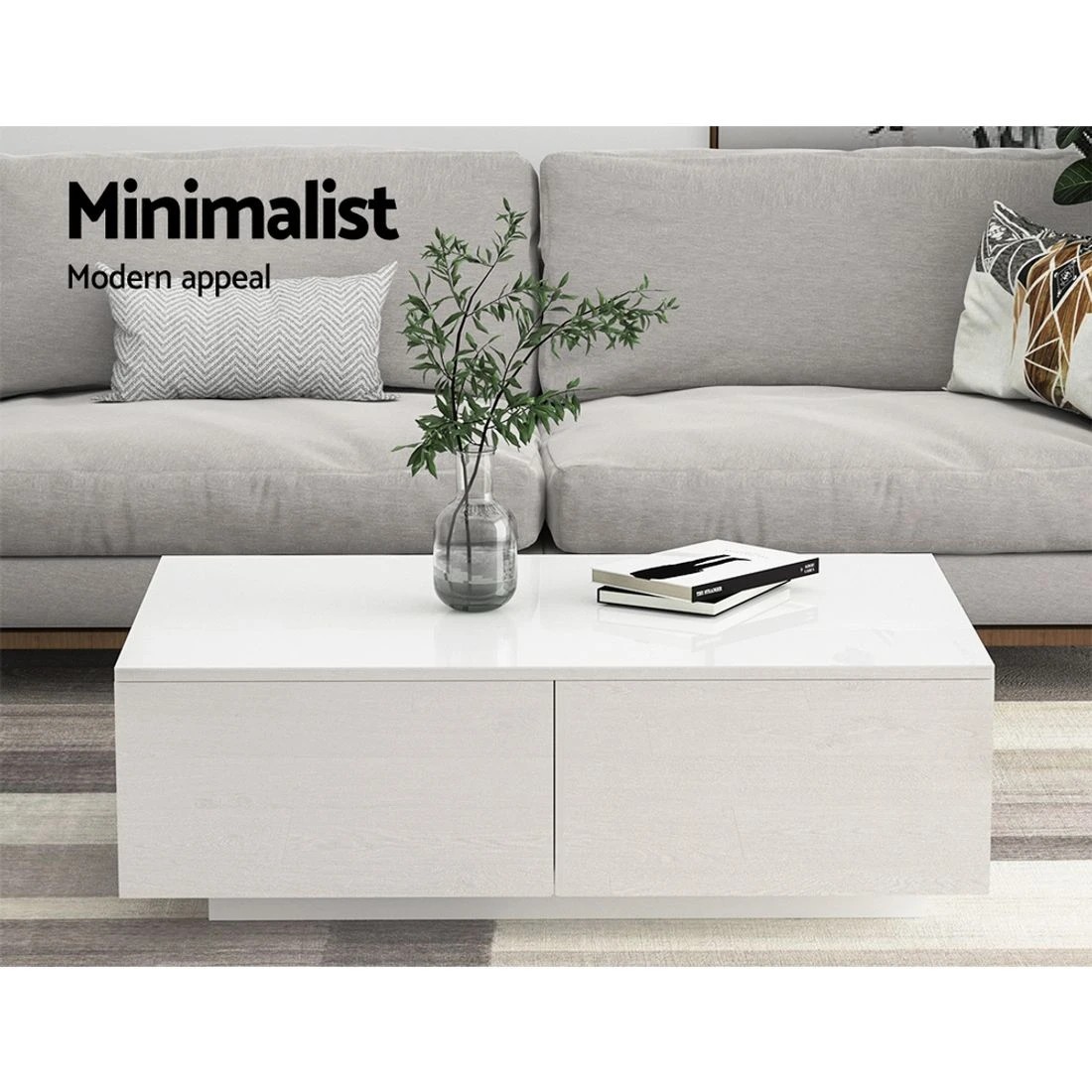 4 Artiss Coffee Table 4 Drawers  Trevi - White, 4 of 8