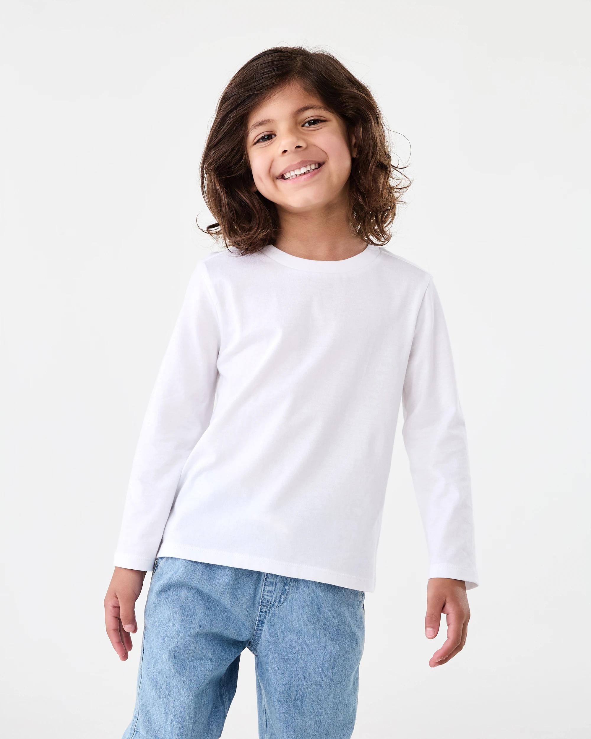 1 Long Sleeve Plain T-shirt White, 1 of 6
