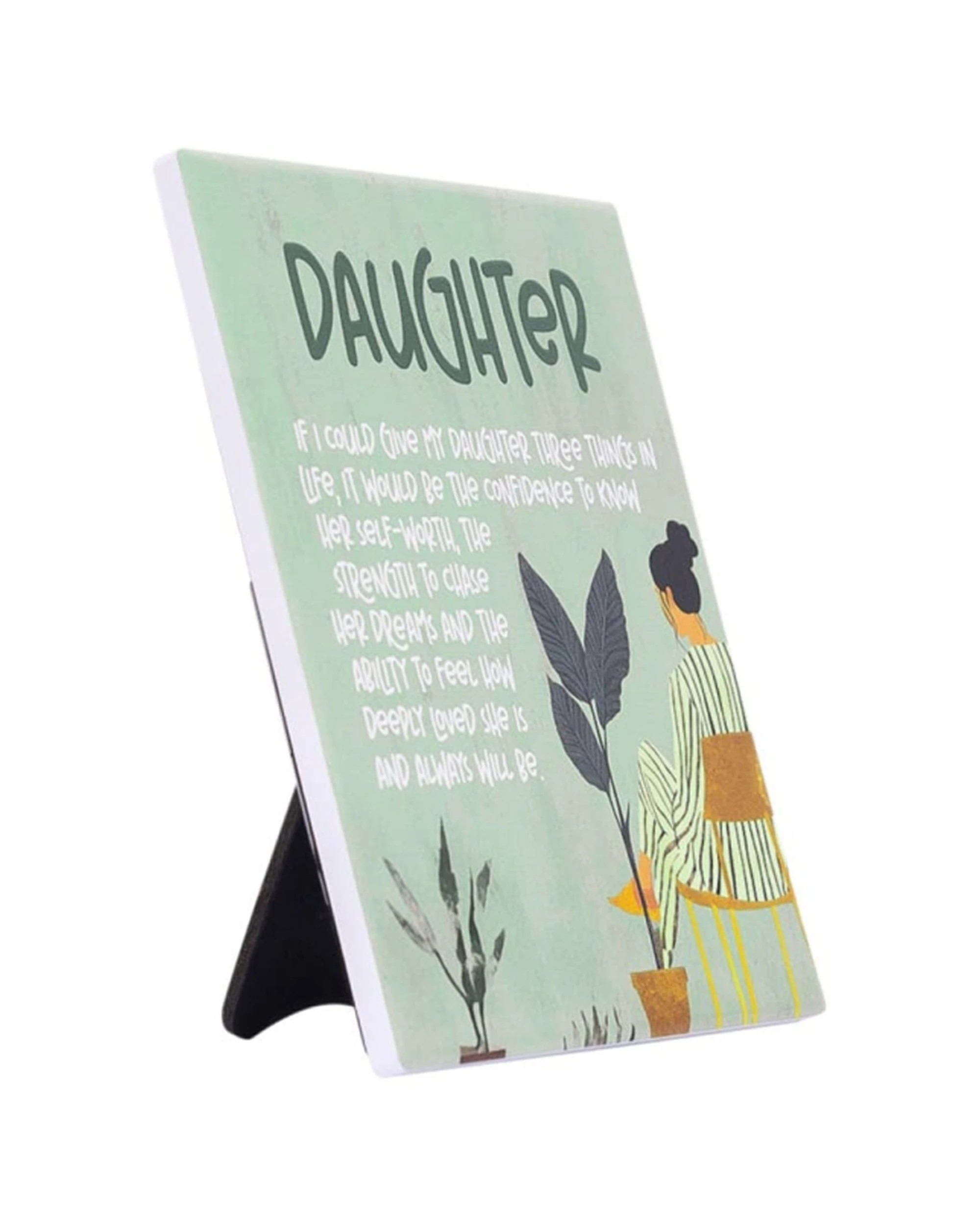3 Splosh Billie Daughter Verse Ceramic With Hook And Stand Embossed 12x14x1cm - Green, 3 of 4