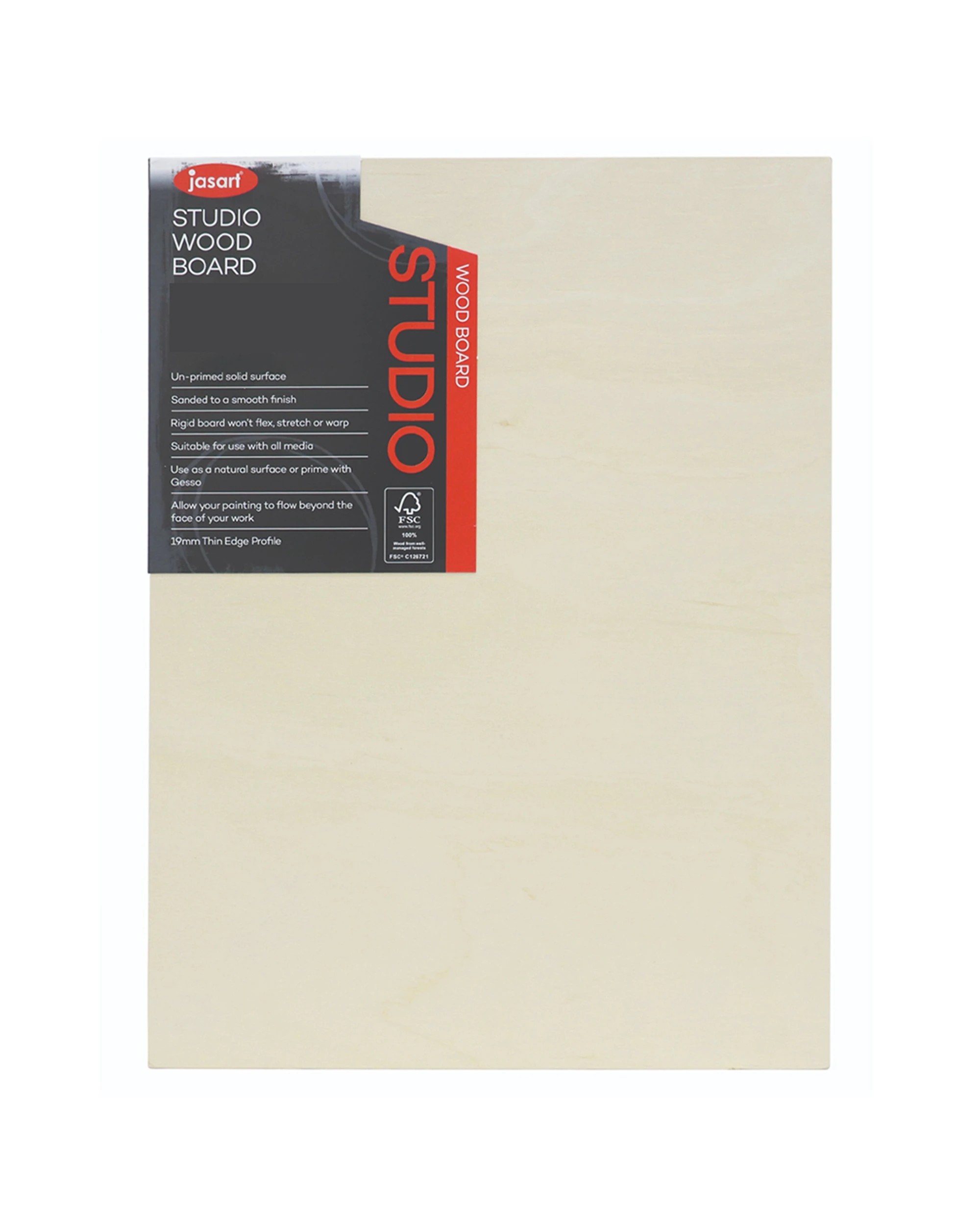 1 Jasart Studio Artist Board Thin Edge Wooden Board 12x16 Inches - Beige, 1 of 1