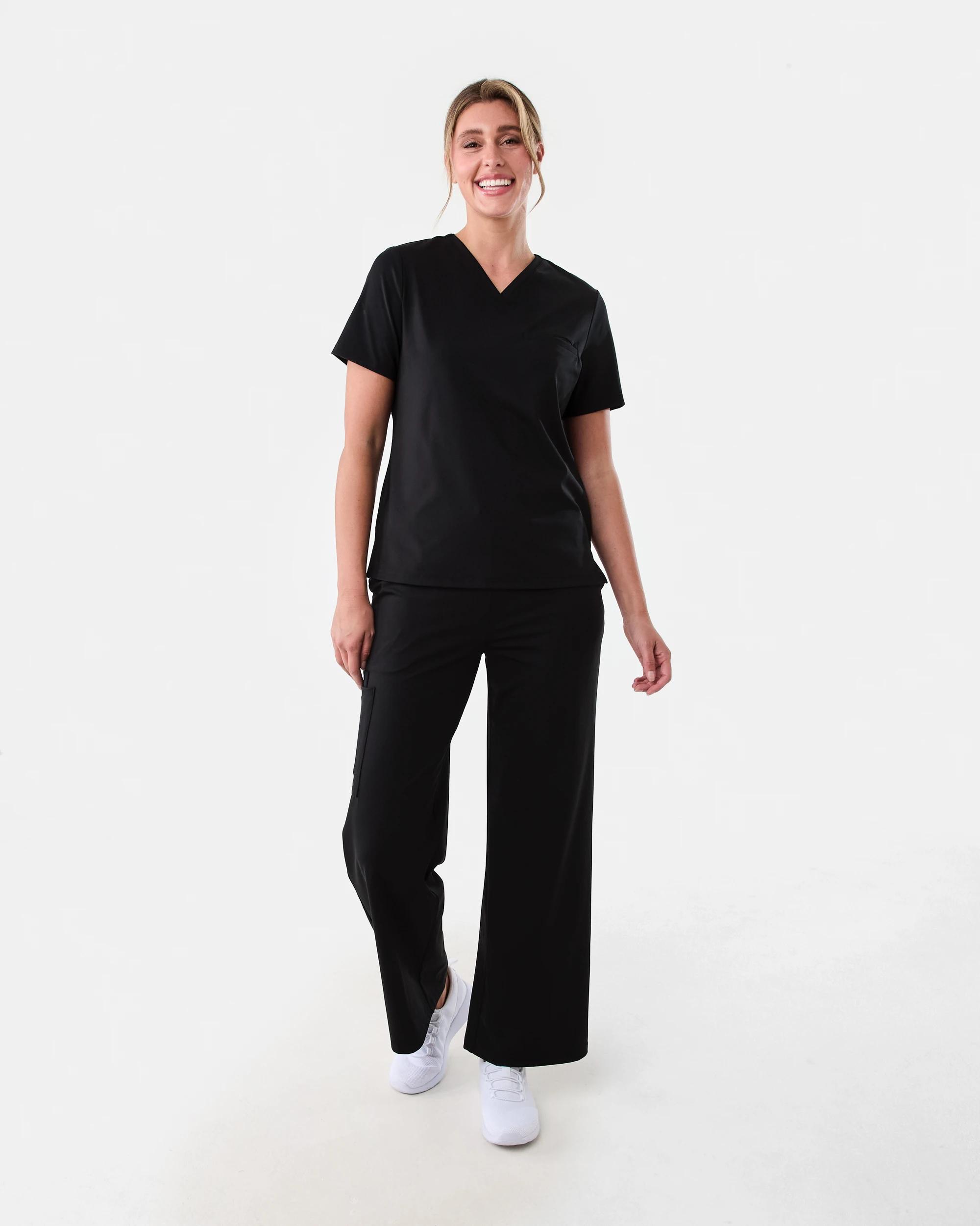 8 Workwear Scrub Performance Flare Pants Black, 8 of 8