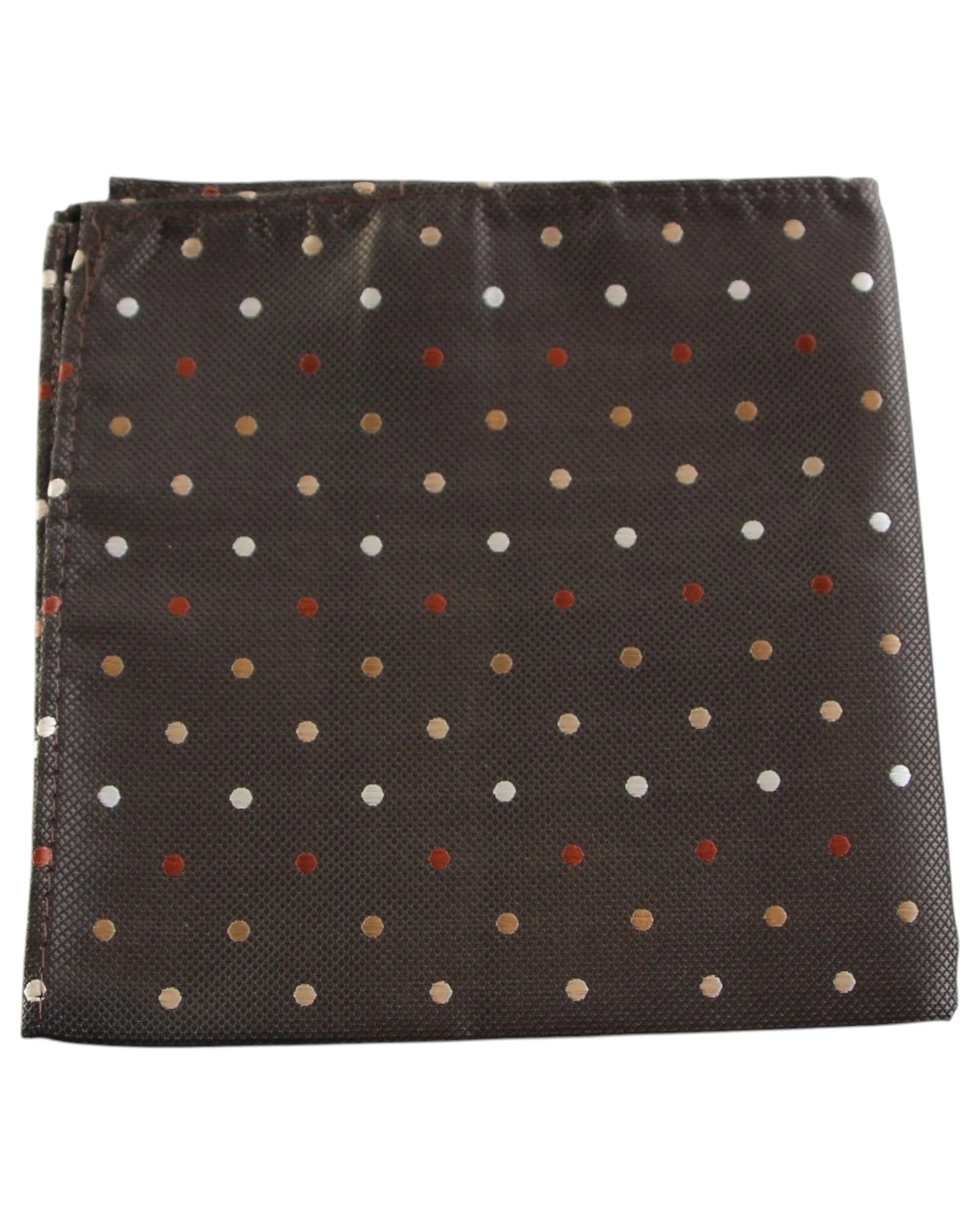 1 Zasel Mens Brown Small Polka Dot Silk Pocket Square - Multi, 1 of 3