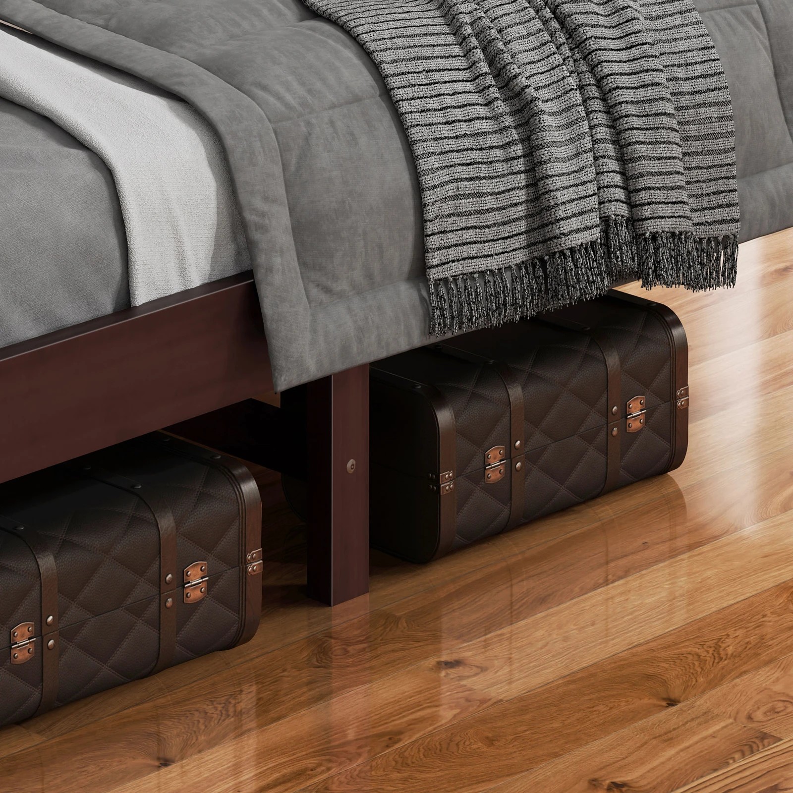 9 Alfordson Bed Frame Wooden King Size Timber Base Platform Walnut Caelus - Natural, 9 of 10