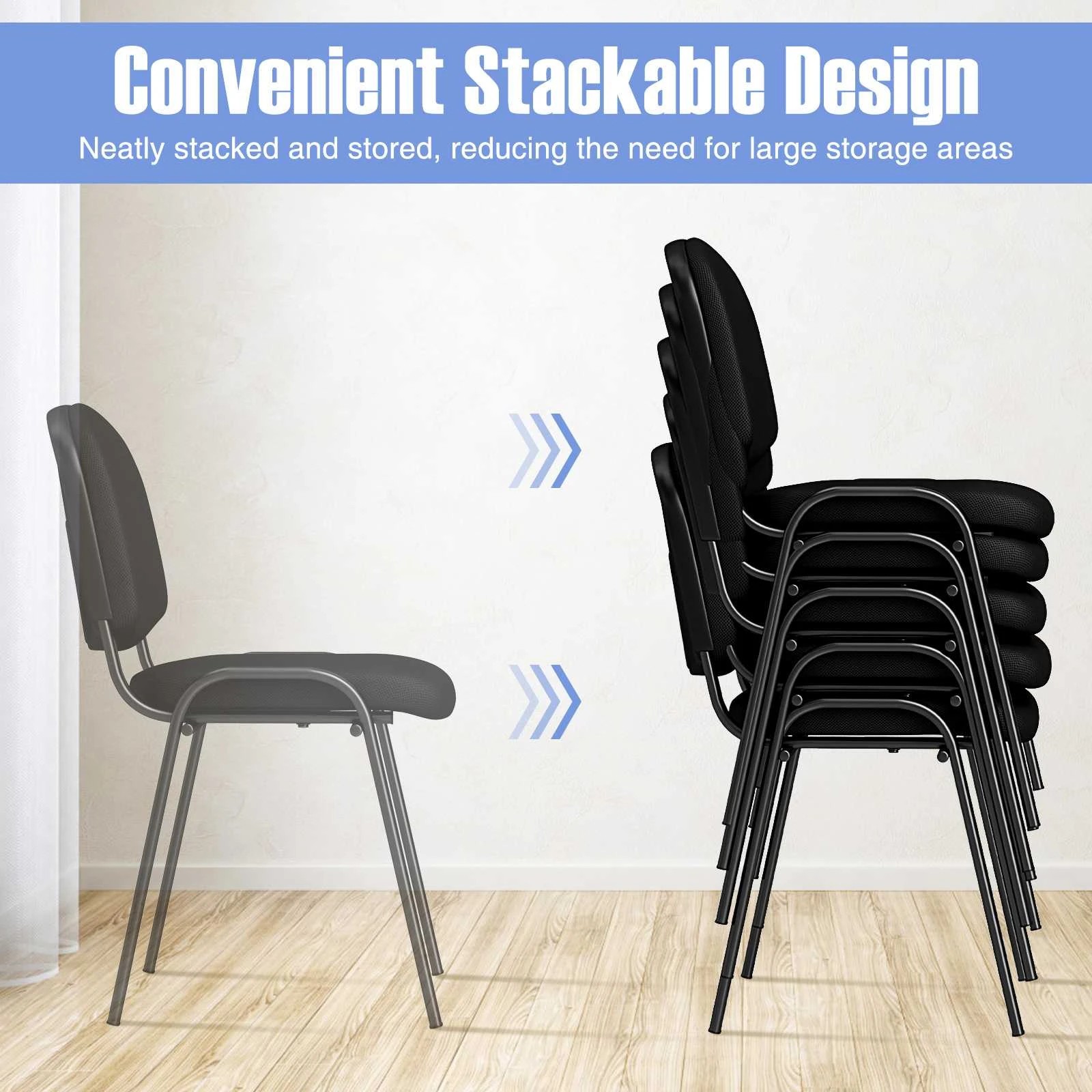 2 Costway 5x Stackable Office Conference Chairs Meeting Reception Chair, 2 of 10