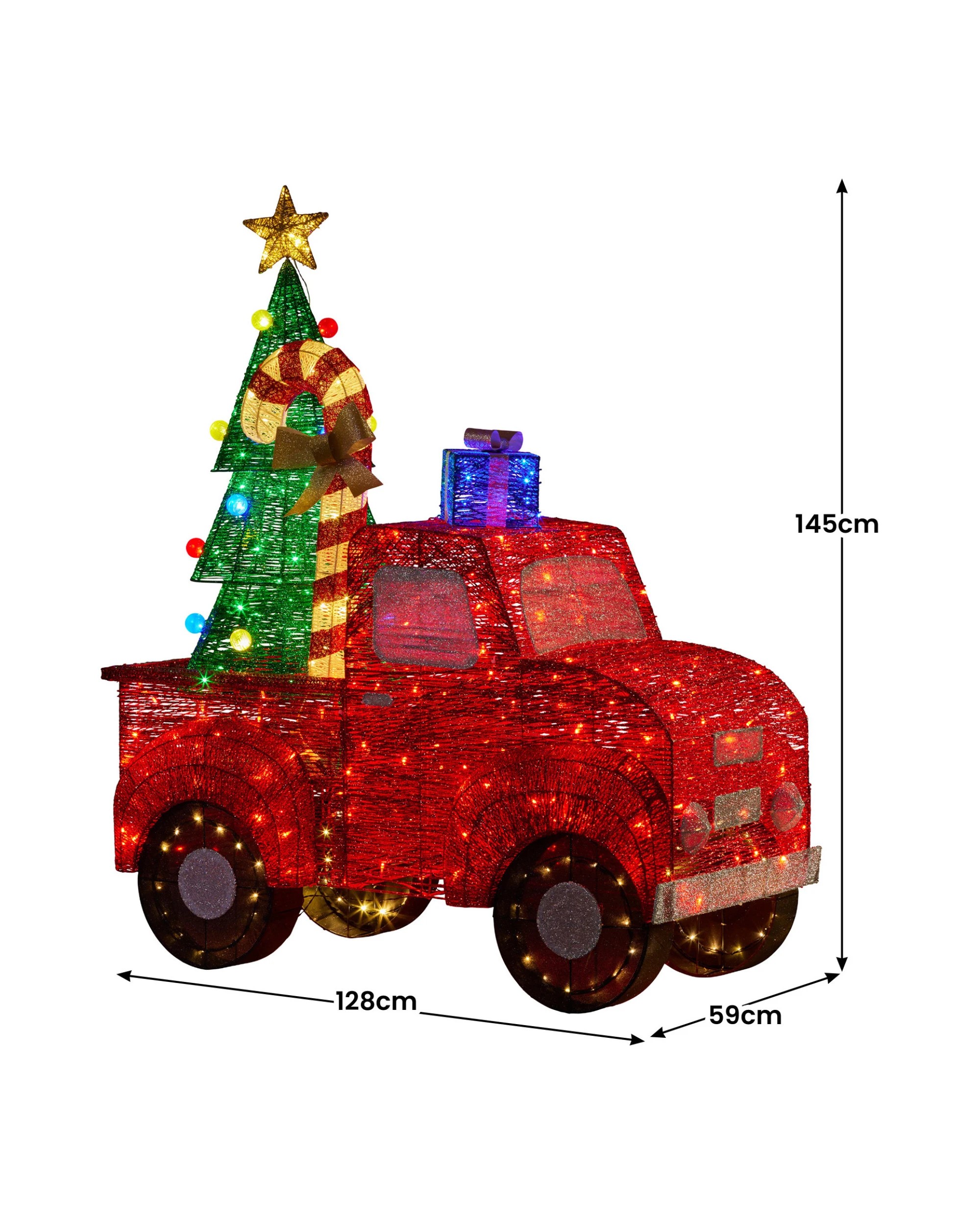 3 Christabelle 1.4m Christmas Tree Truck Indoor Outdoor Display Decoration Led Lights Front Yard Lawn Statue Ornament, 3 of 7