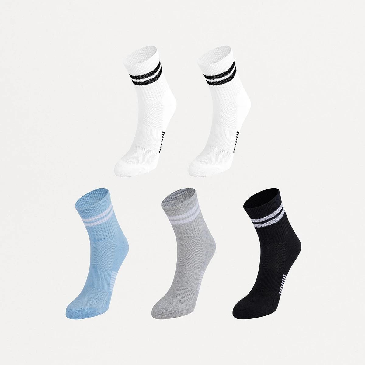 1 5 Pack  Active Terry Quarter Crew Socks CORE STRIPE, 1 of 3
