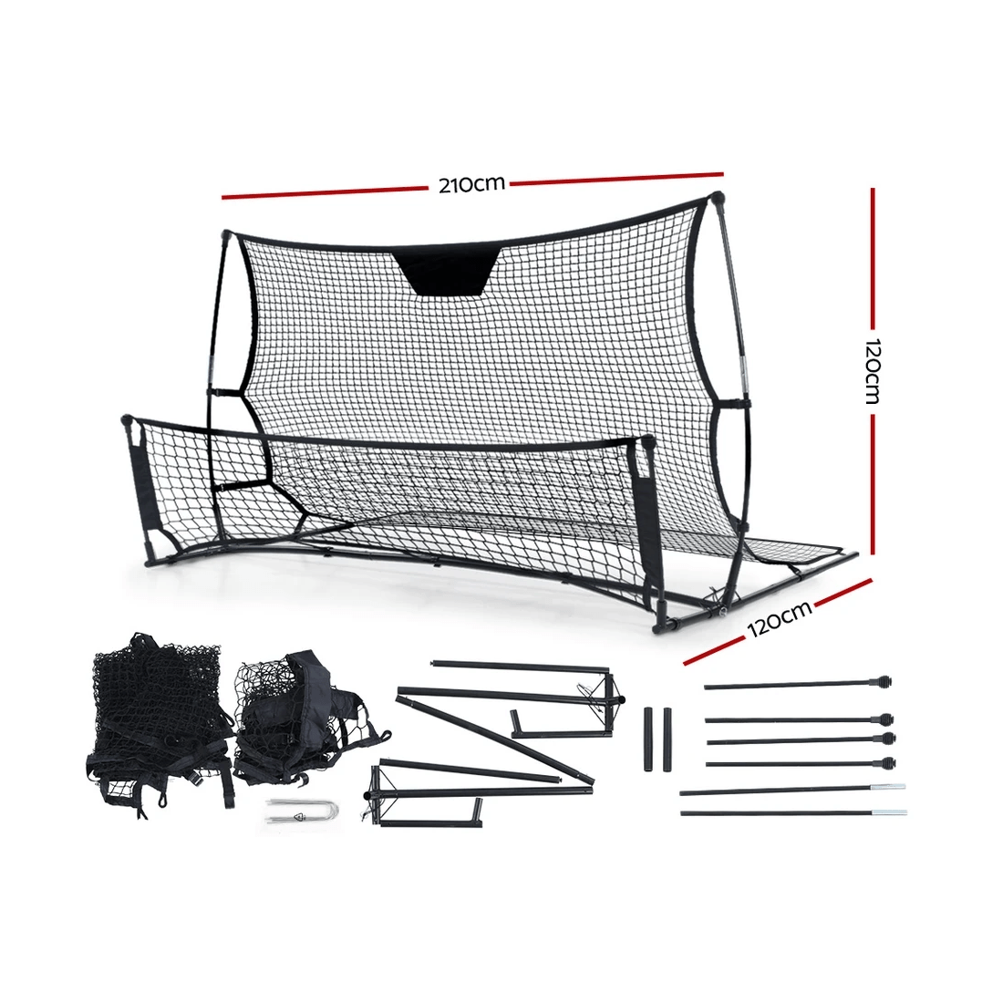2 Everfit 2.1m Football Soccer Net Portable Goal Net Rebounder Sports Training - Black, 2 of 2