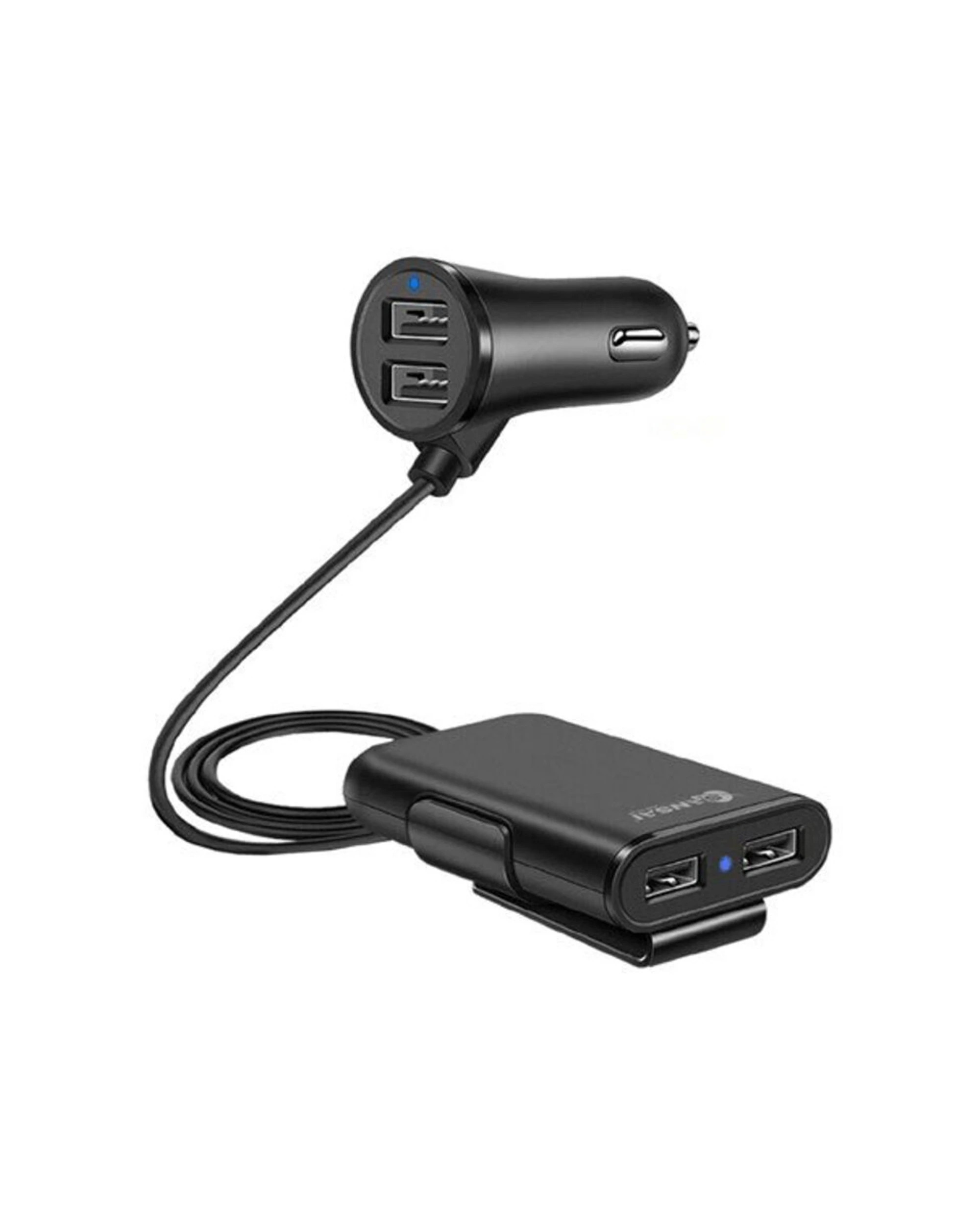 1 Sansai 4-Port 9.6A USB In-Car Phone Tablet Backseat Charger With 1.8m Cable - Black, 1 of 2