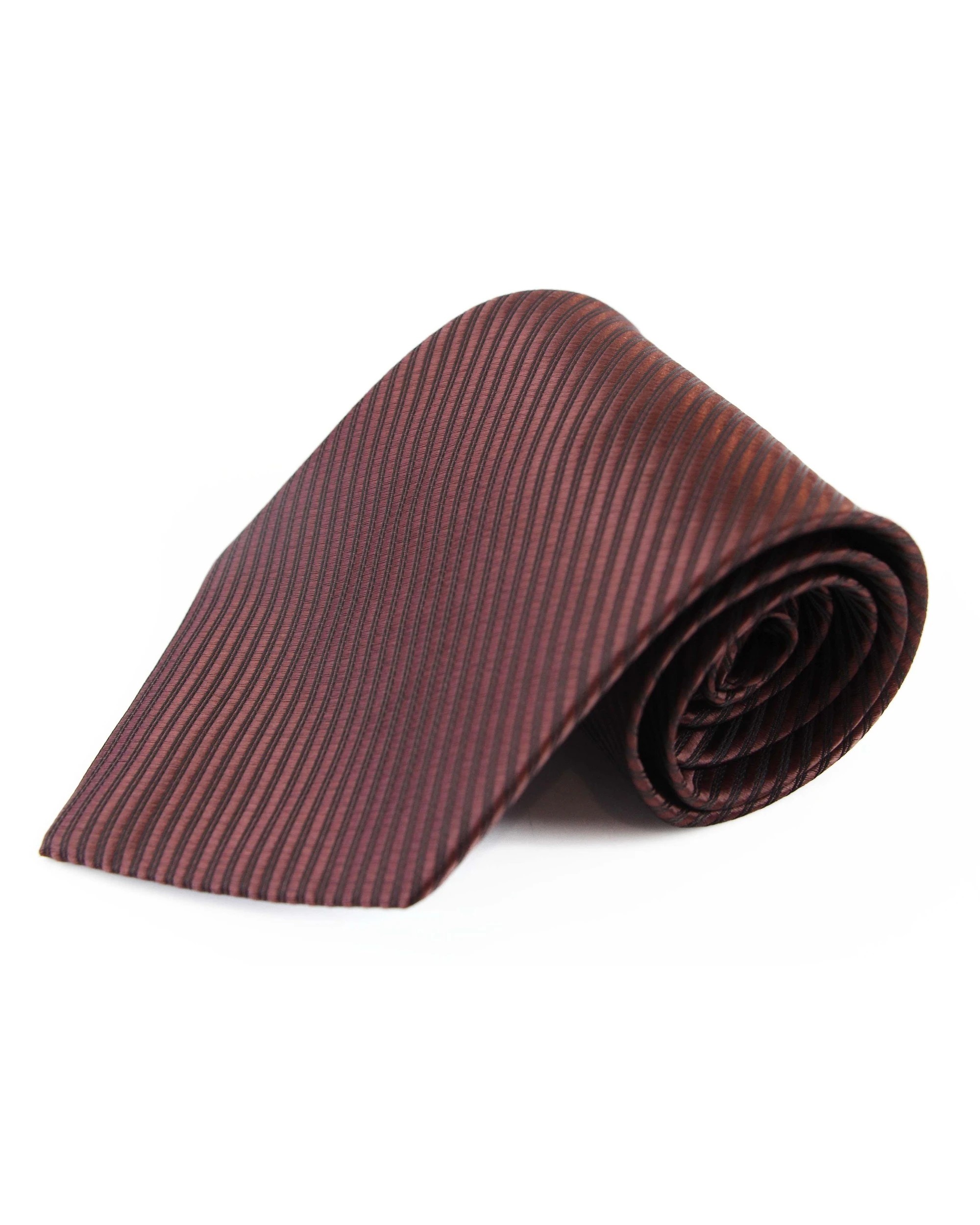 2 Zasel Mens Dark Brown Striped 10cm Classic Neck Tie, 2 of 2