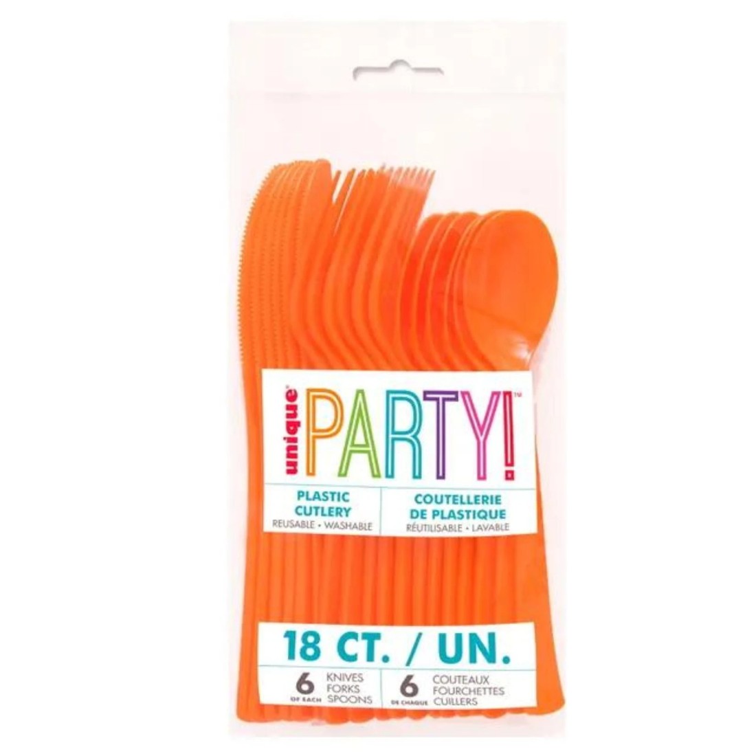 2 Unique Orange Reusable Plastic Cutlery (Pack of 18), 2 of 2