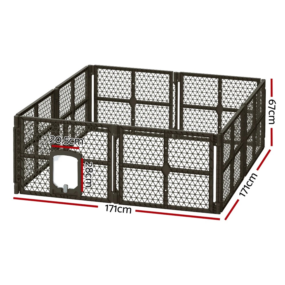 2 i.Pet Dog Playpen Enclosure 8 Panel Pet Fence Plastic Play Pen - Black, 2 of 5