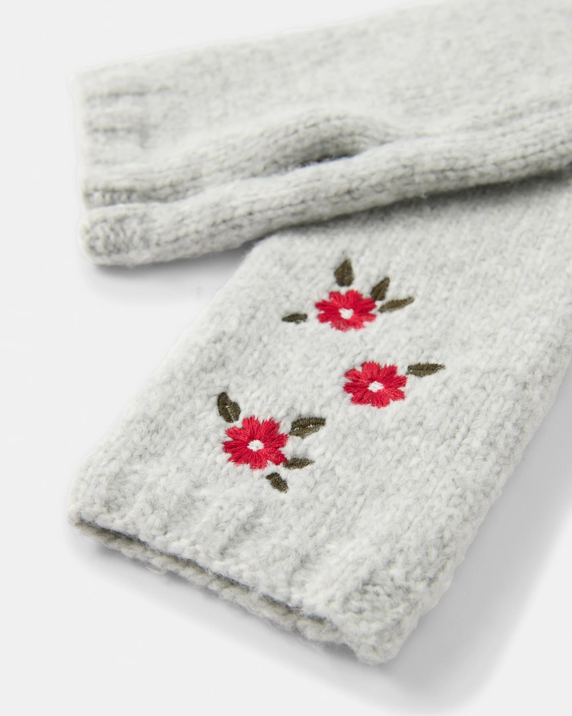 3 Embroidered Gloves Grey, 3 of 3