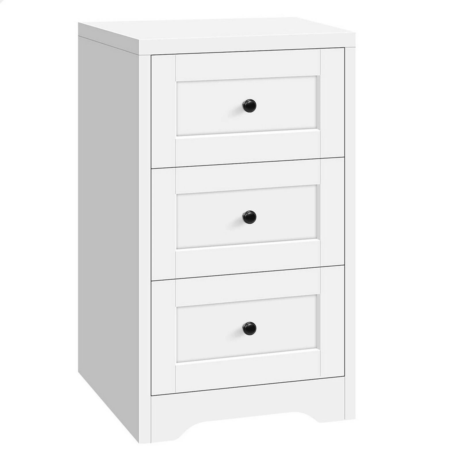 1 Alfordson Bedside Table Hamptons Storage Nightstand Side End Cabinet - White, 1 of 9