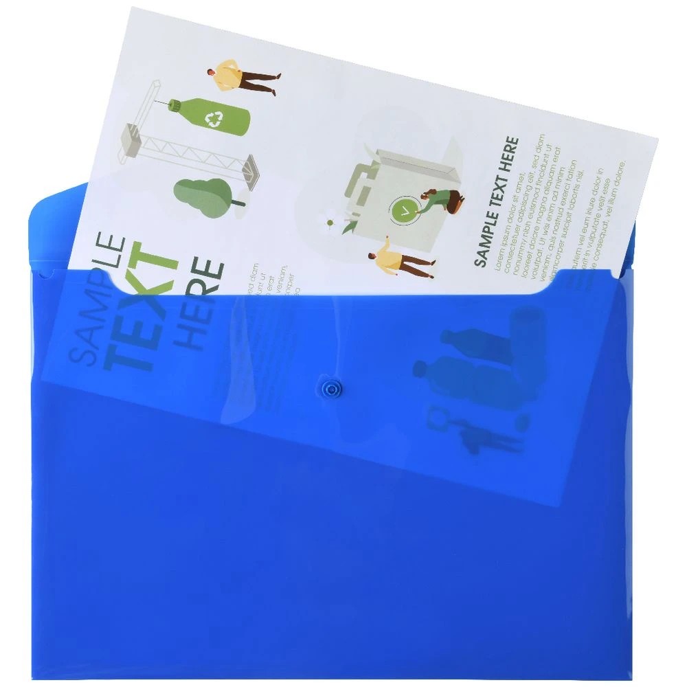 3 Keji A4 Button Document Wallet Blue 5 Pack, 3 of 3