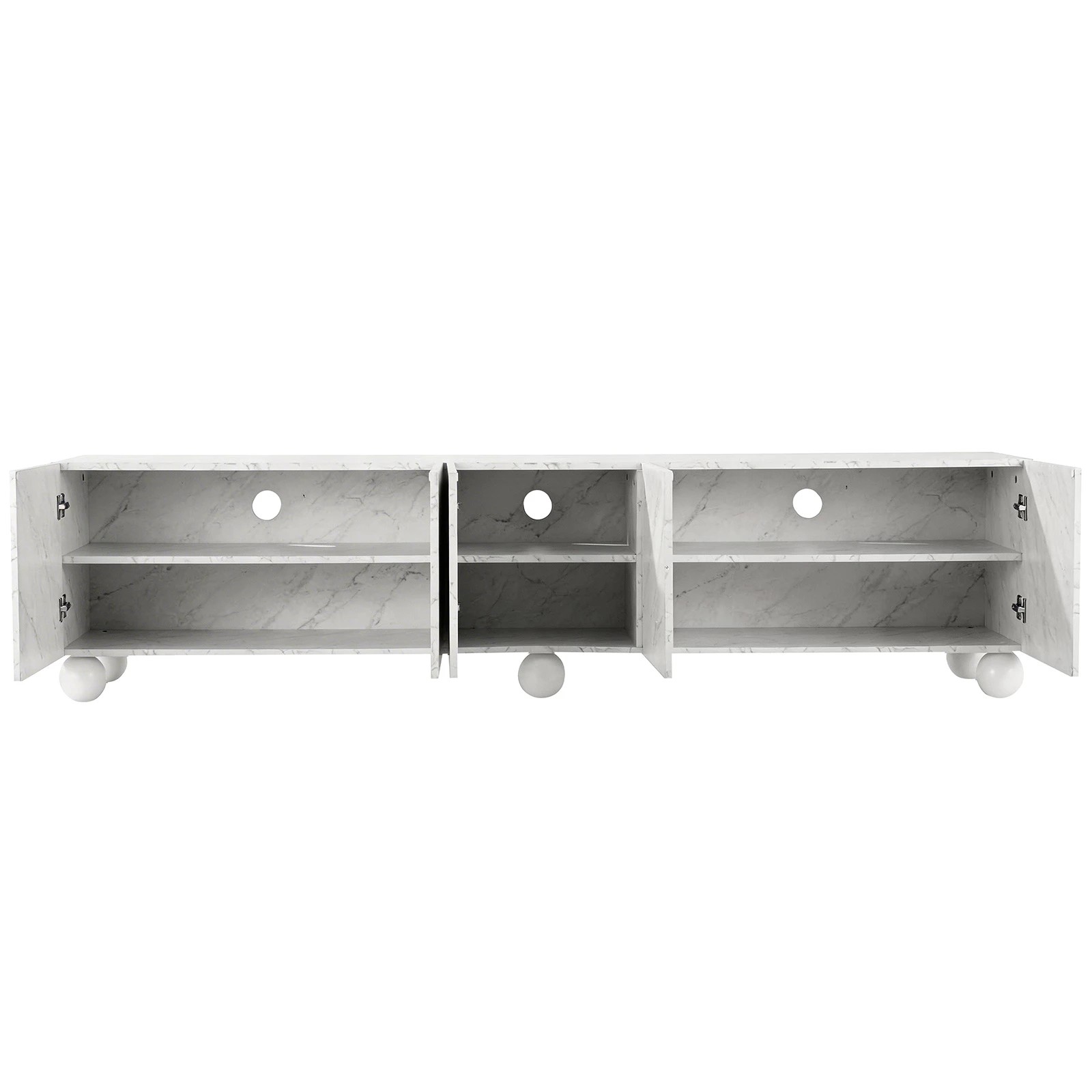 4 Artiss 200cm TV Unit Entertainment Unit Marble Effect Finish Storage Cabinet - White, 4 of 9