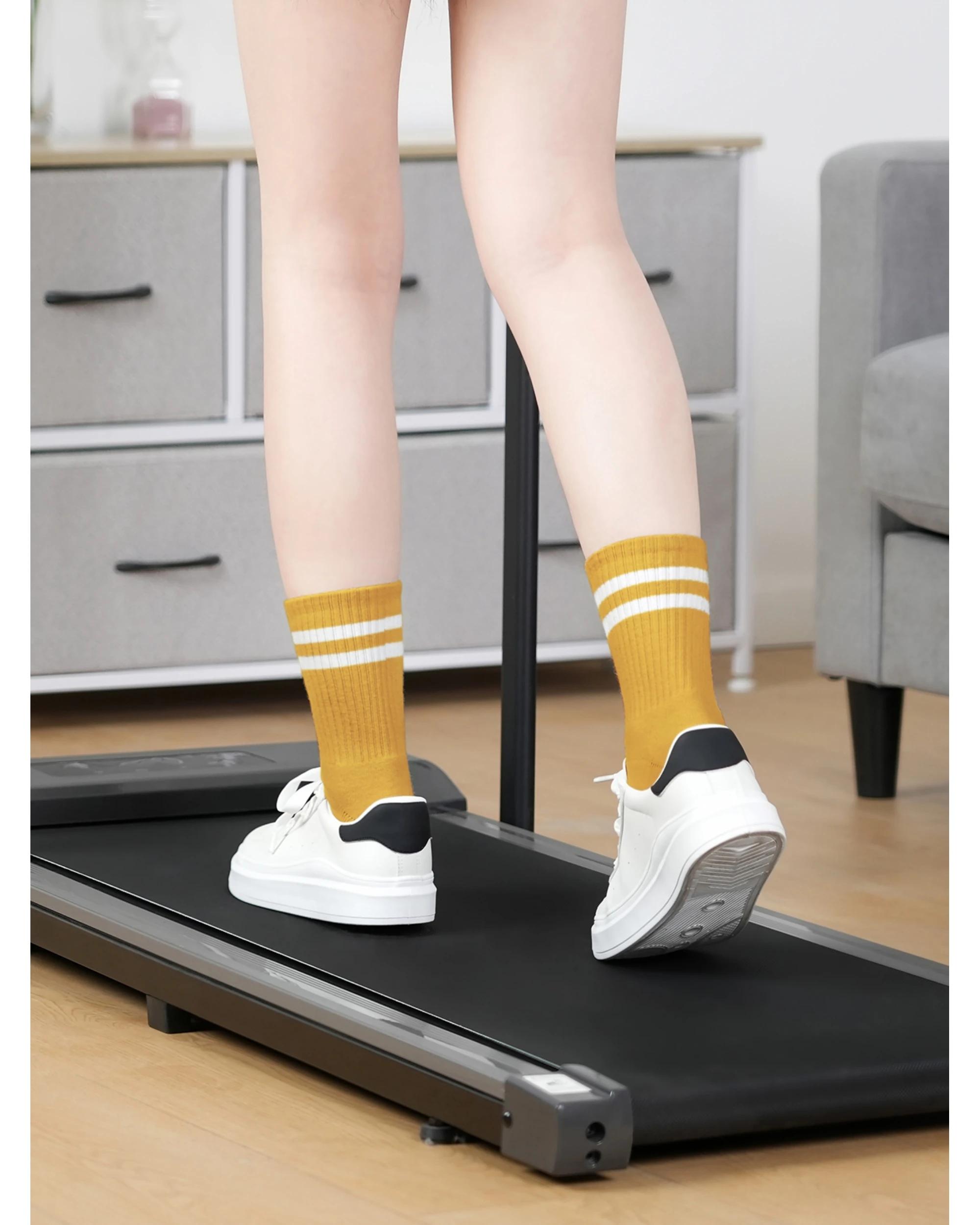 3 Advwin Medium Brown Crew Socks for Sports and Daily Wear Yellow, 3 of 5