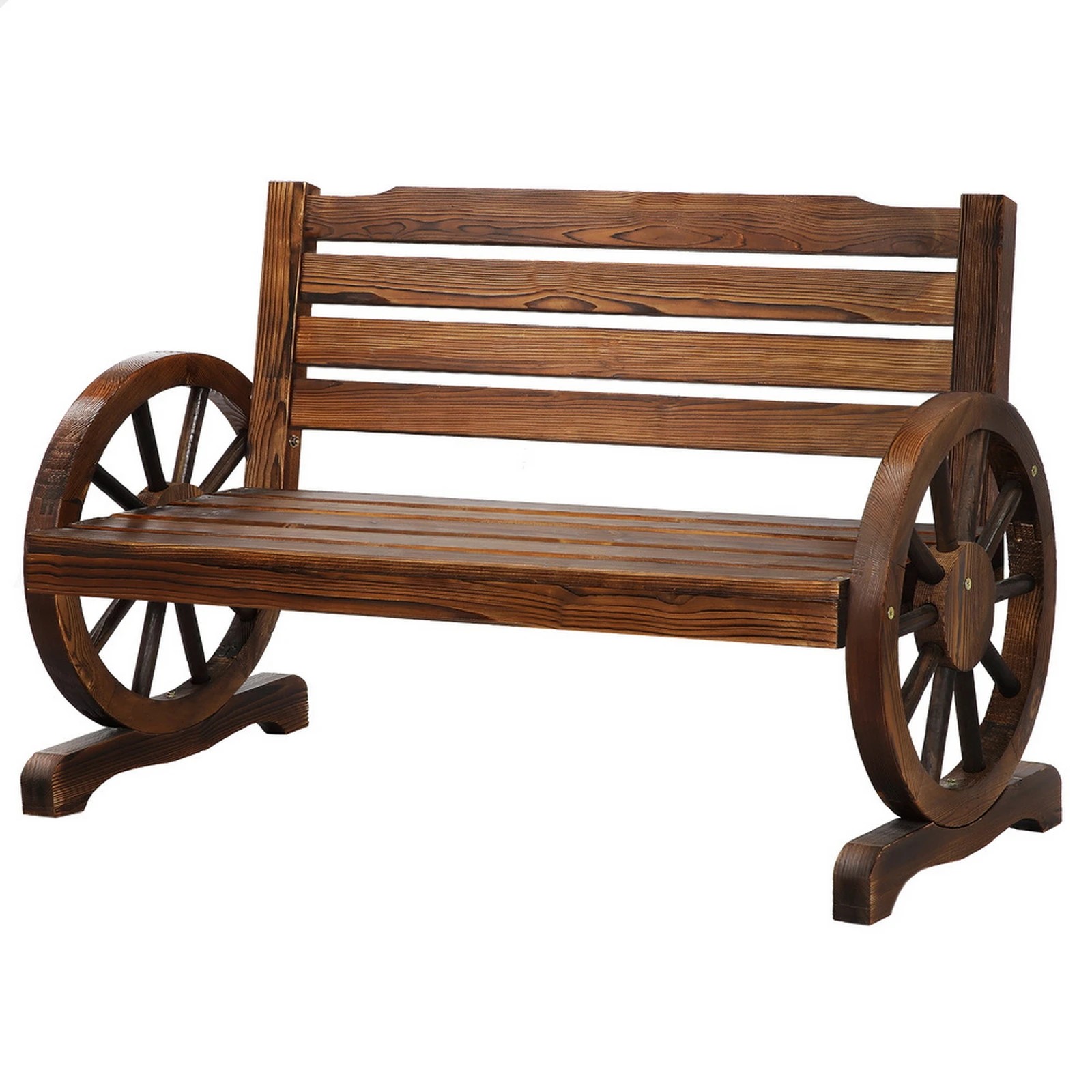 1 Alfordson Wooden Garden Bench Wagon Wheel Chair Seat Outdoor Patio - Charcoal, 1 of 9