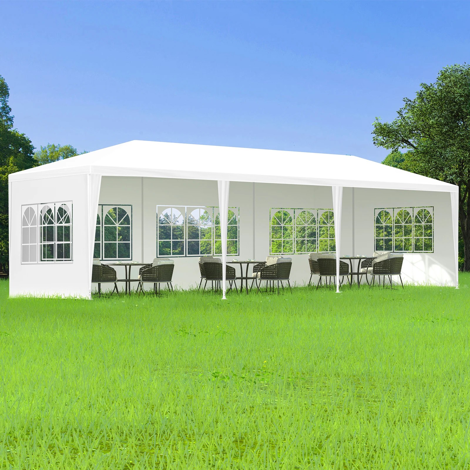 2 Alfordson Gazebo Outdoor Marquee Party Tent Camping Portable Side Wall 3x9m - White, 2 of 7