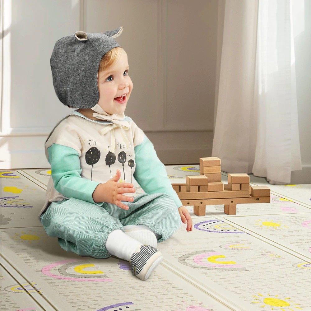 3 Playpals Kid Play Mat Baby Crawling Pad XPE Foam Non-slip Carpet Double Foldable - Multi, 3 of 3