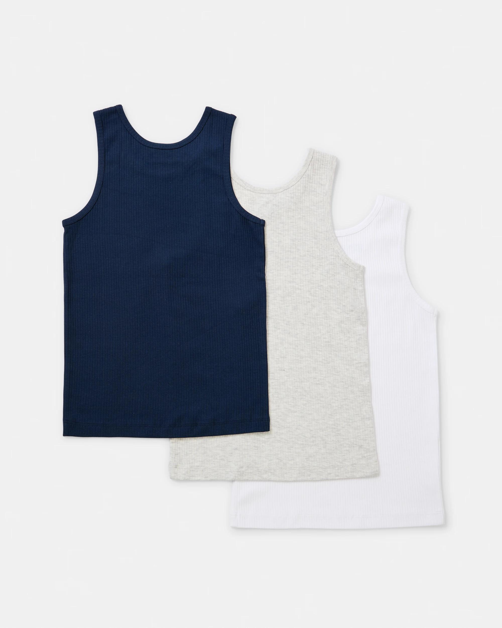 2 3 Pack Singlets White/navy, 2 of 6