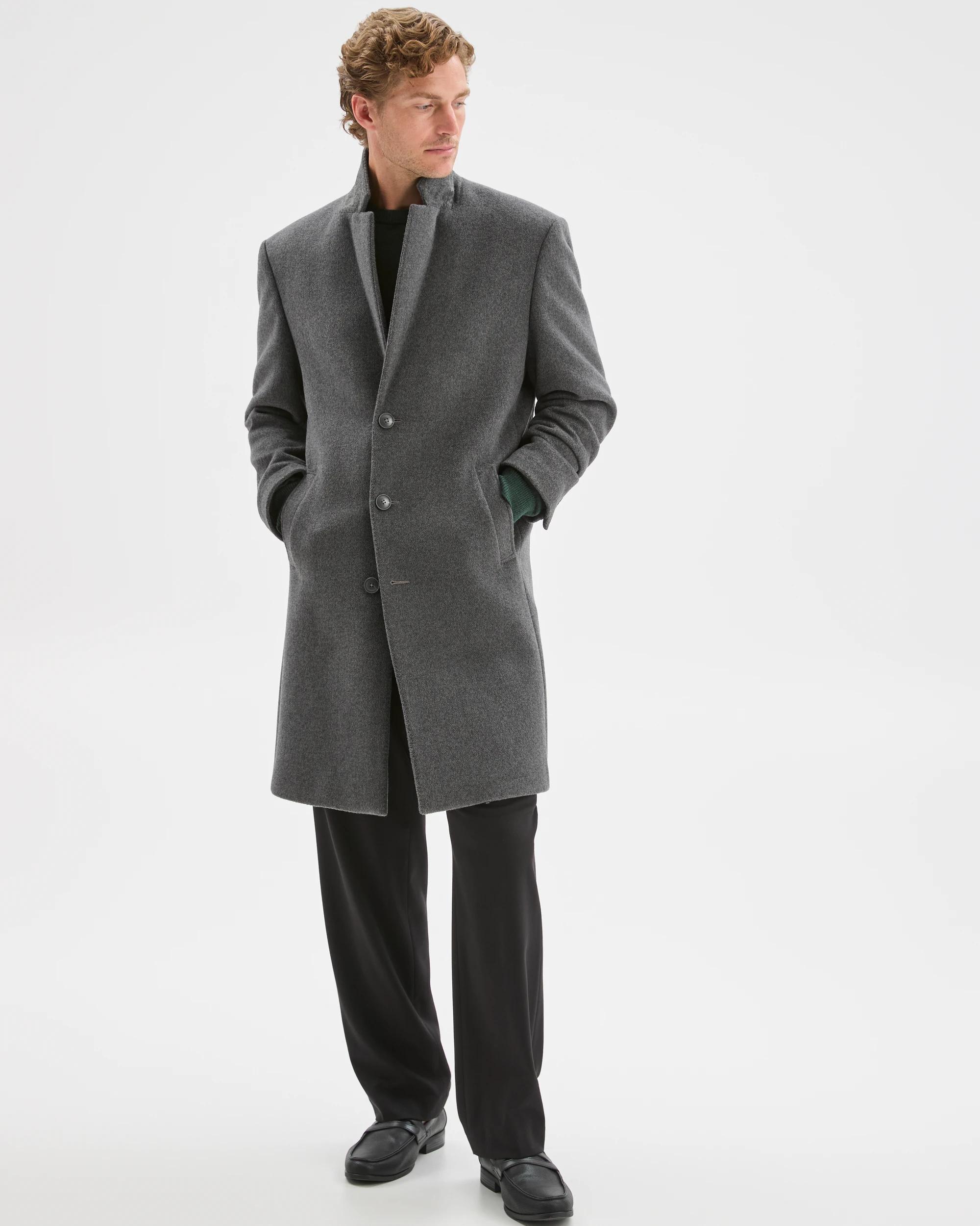 2 Preview Wool Blend Cashmere Overcoat CHARCOAL, 2 of 8