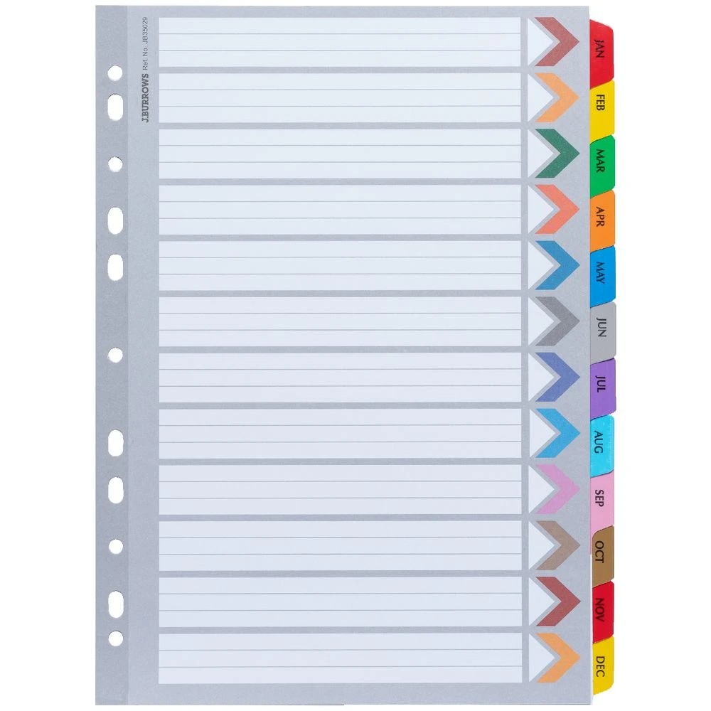 2 J.Burrows A4 January-December Tab Dividers Paper 12 Pack, 2 of 3