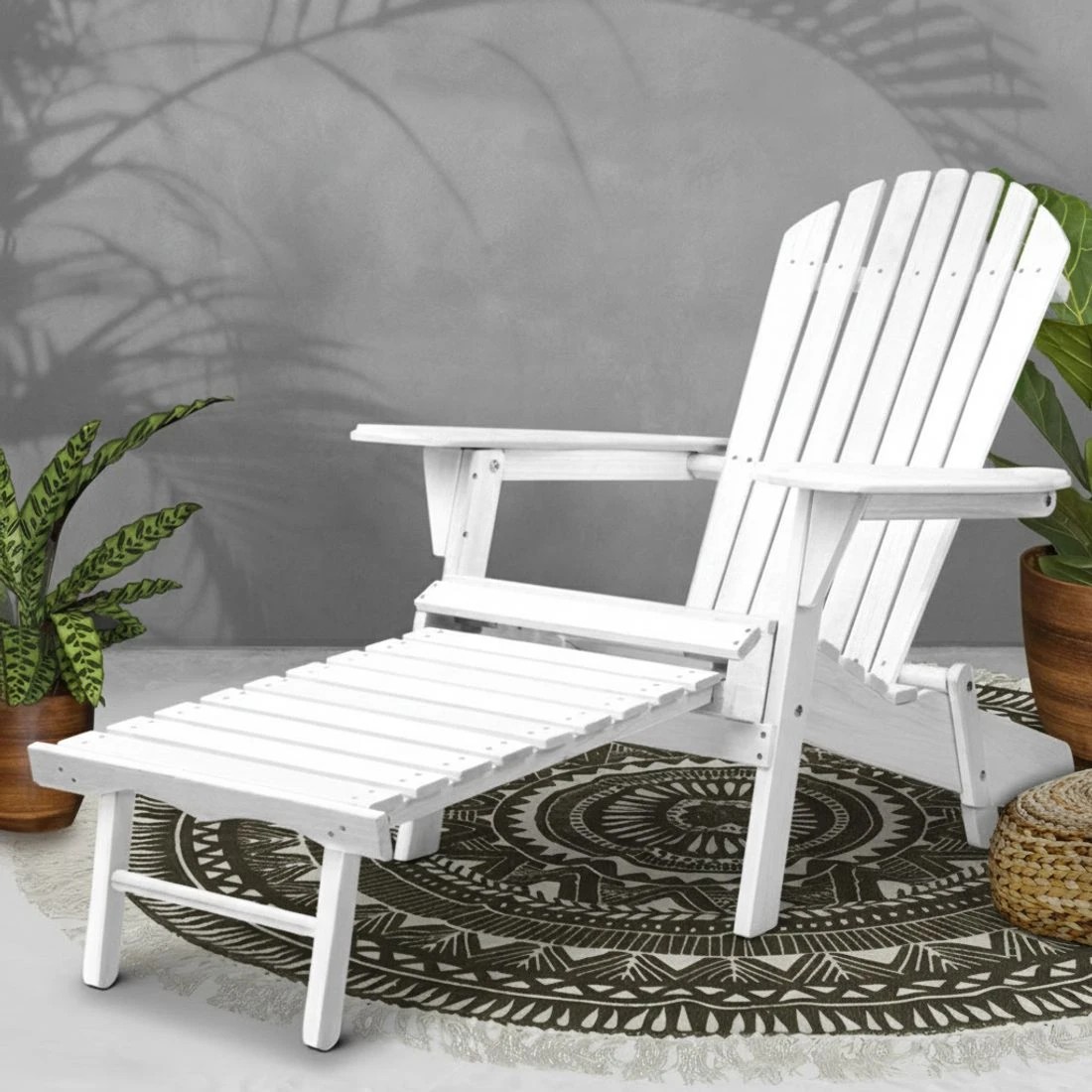 6 Gardeon Sun Lounge Outdoor Chairs Wooden Foldable Patio Furniture Adirondack - White, 6 of 6